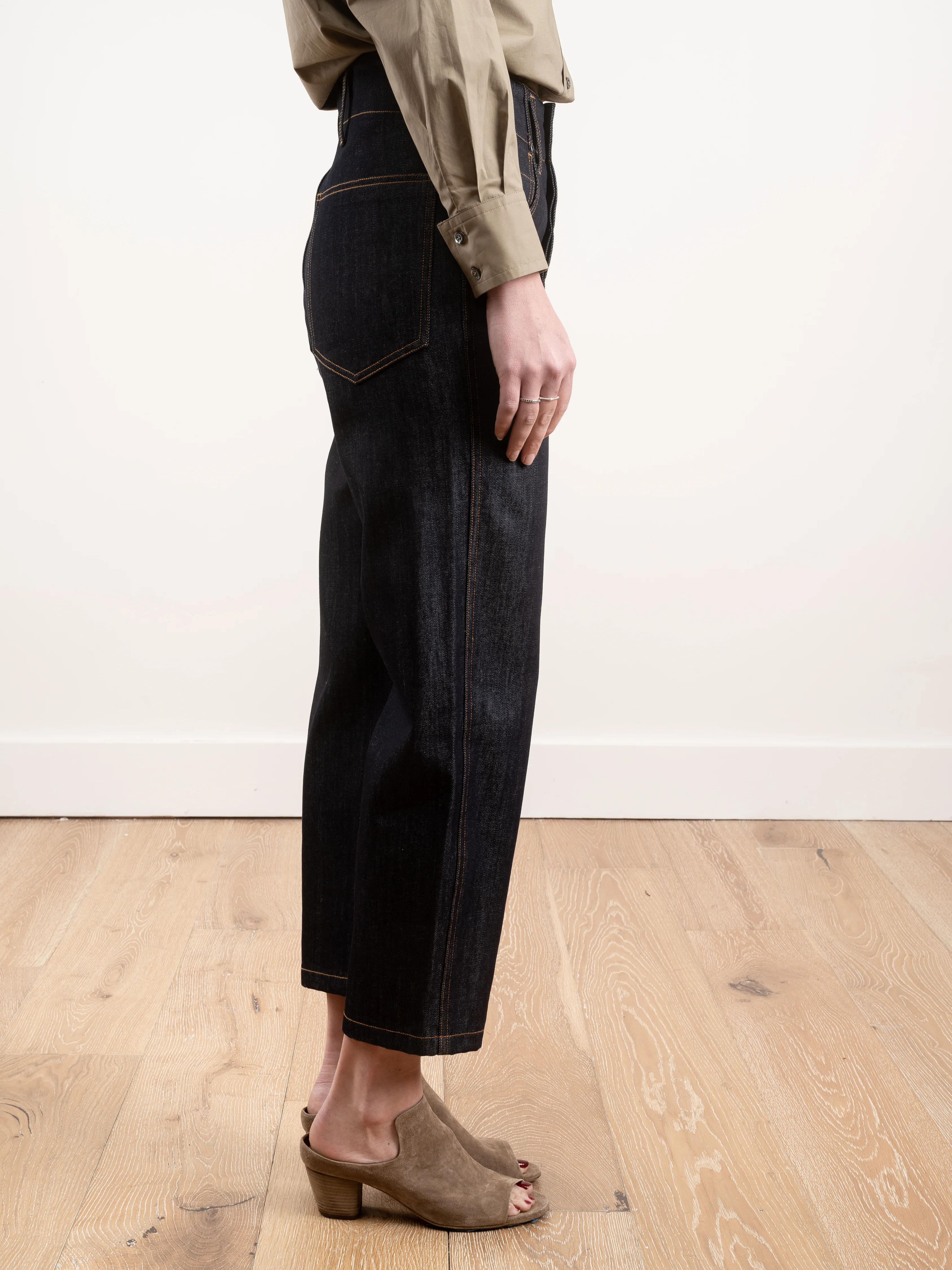 5 pockets low crotch pants - woven raw - Image 3