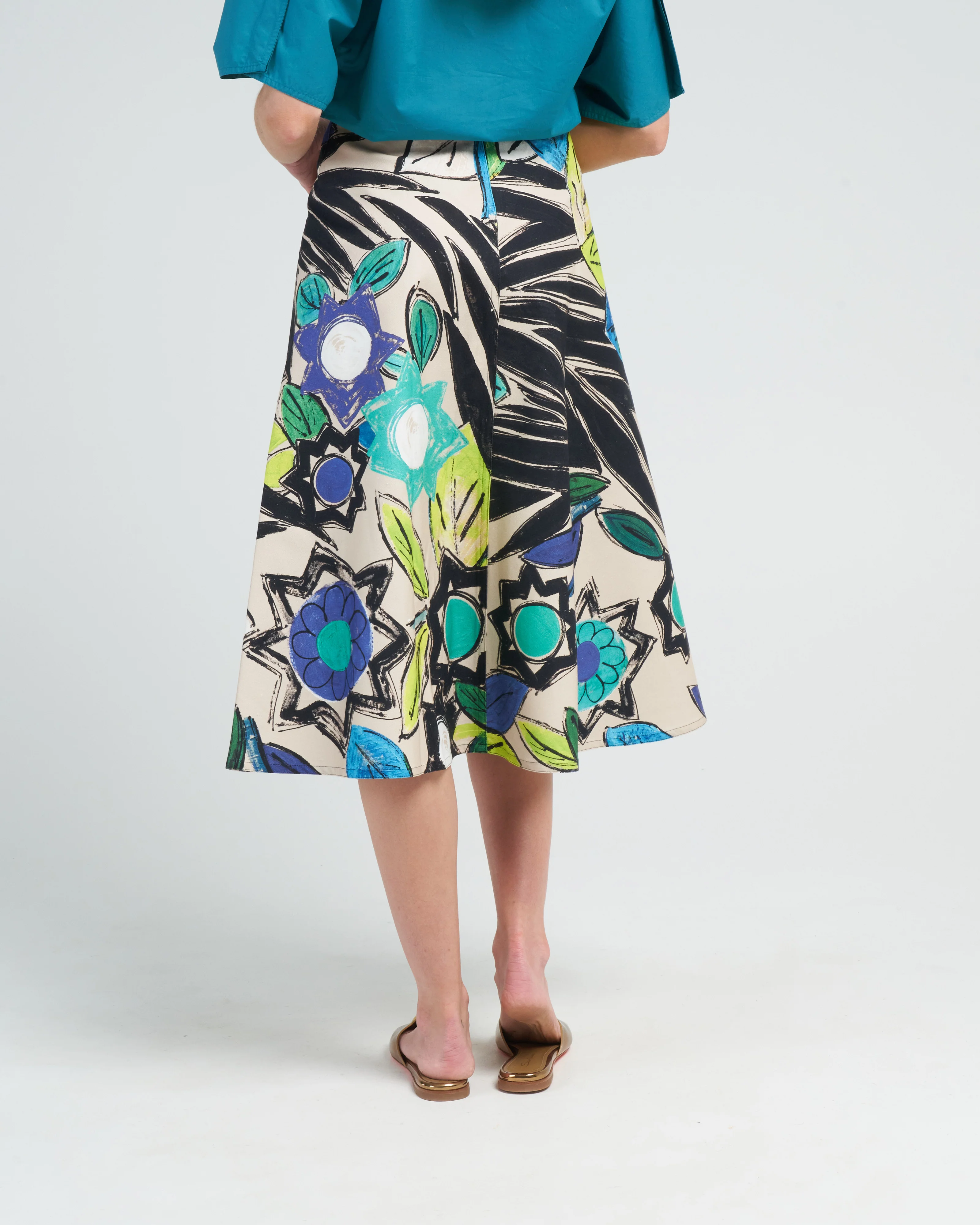 cotton canvas skirt - blue flower - Image 4