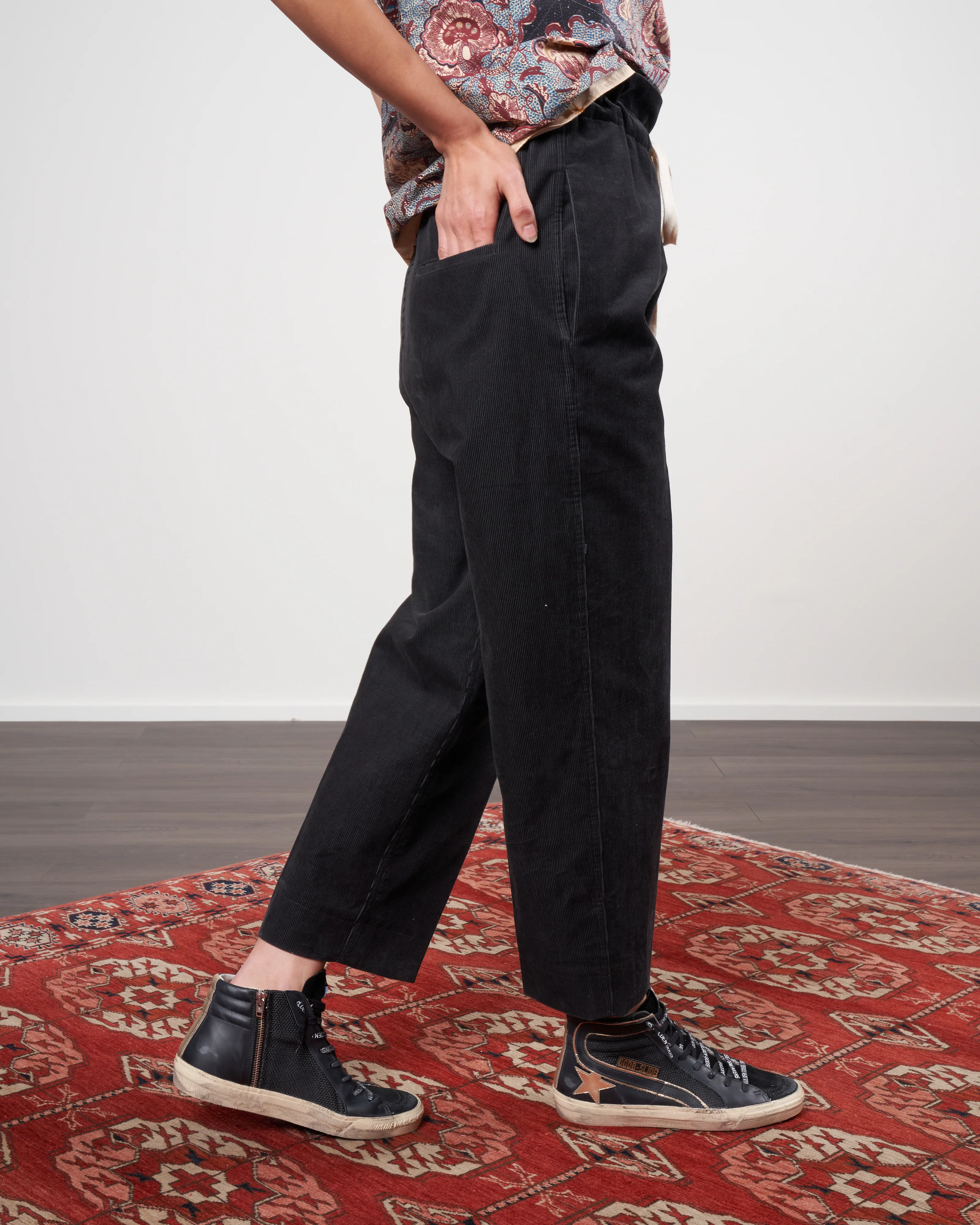 drawstring corduroy pant - slate - Image 3