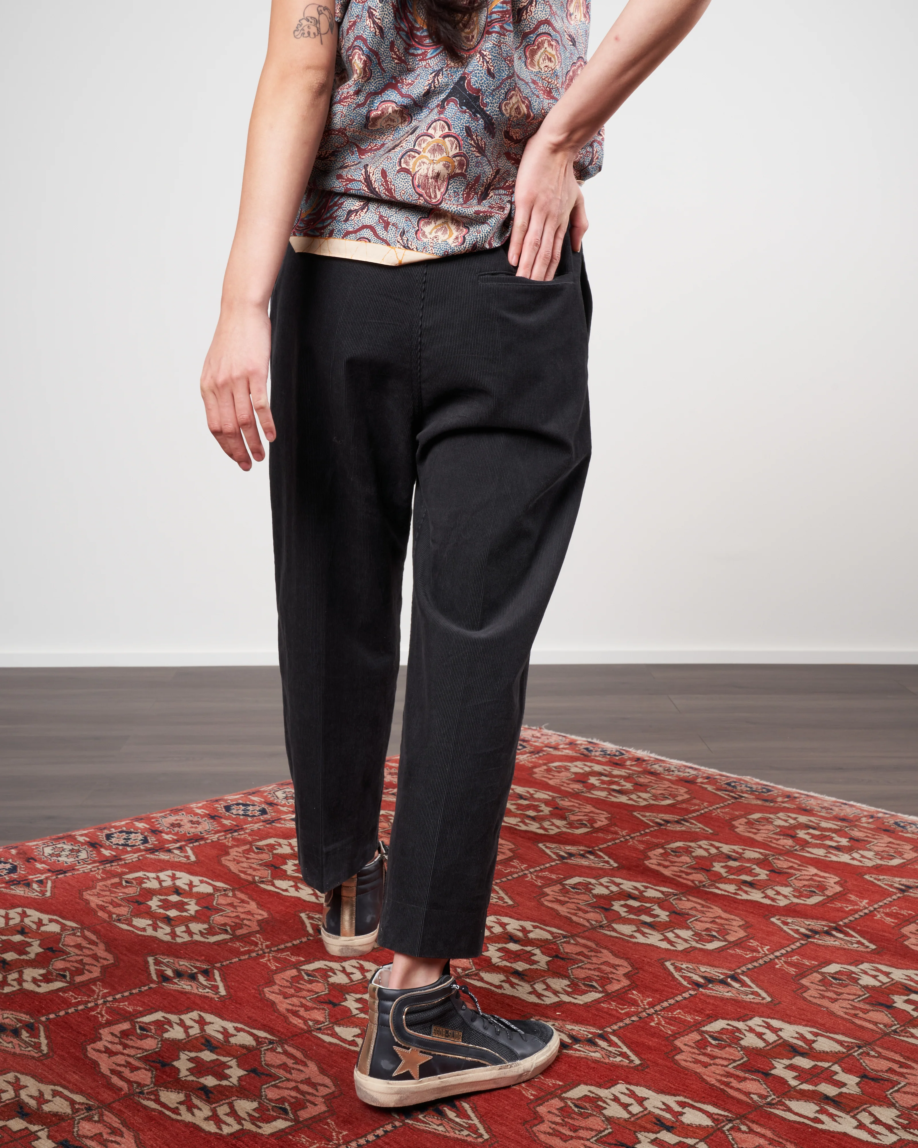 drawstring corduroy pant - slate - Image 4