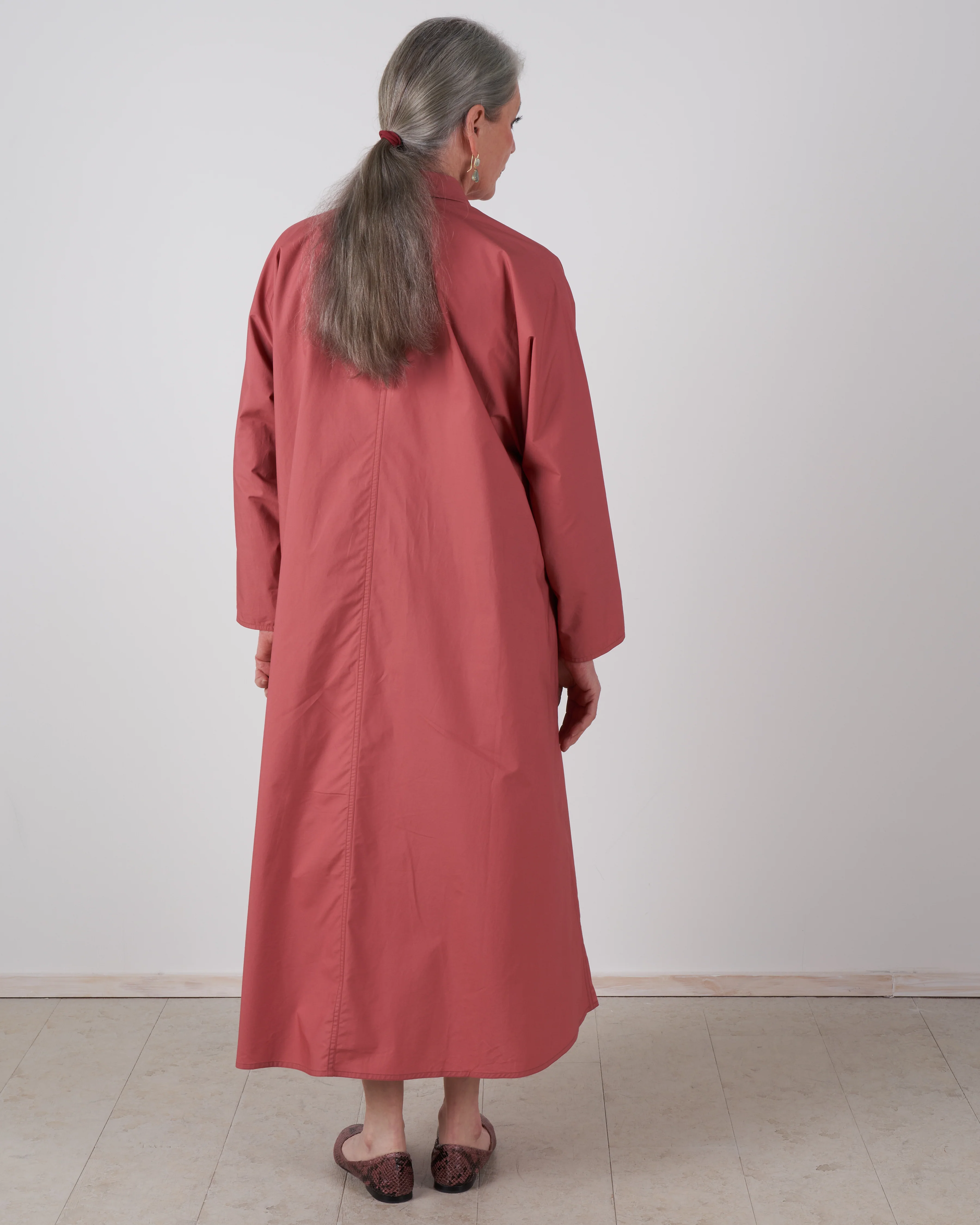 fully buttoned shirt dress - terracotta - Image 3