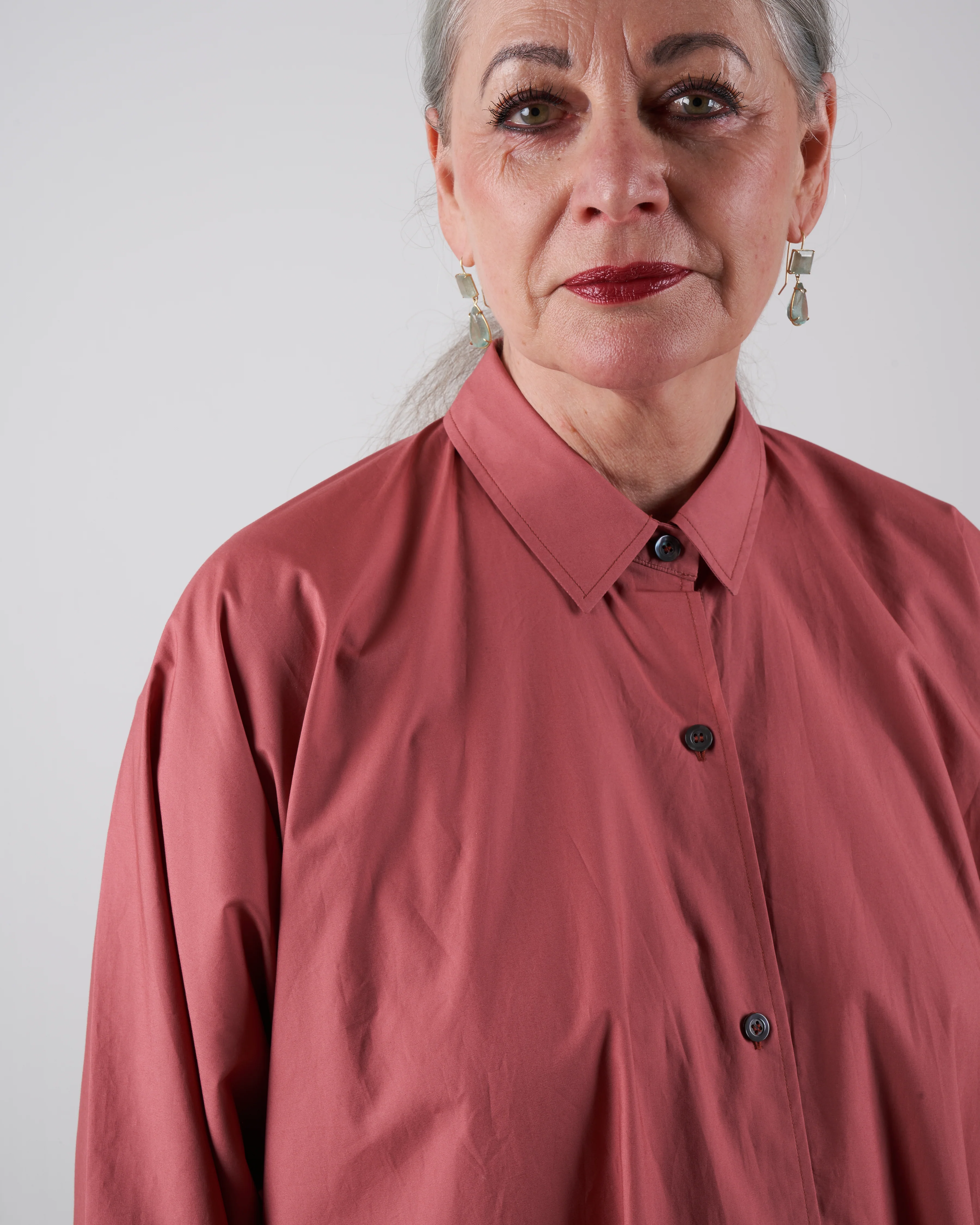 fully buttoned shirt dress - terracotta - Image 4