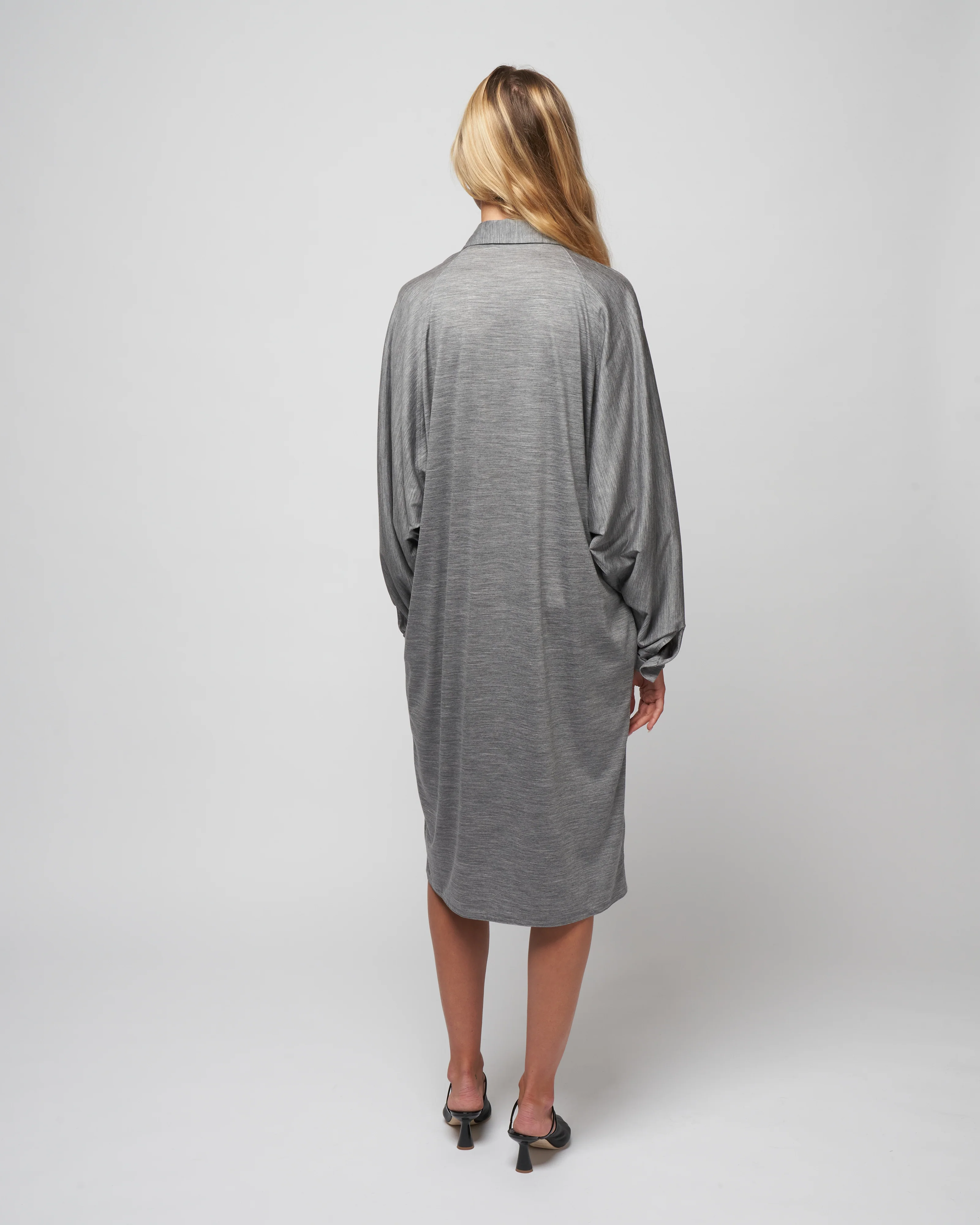 jersey shirt dress - knit light grey mela - Image 4