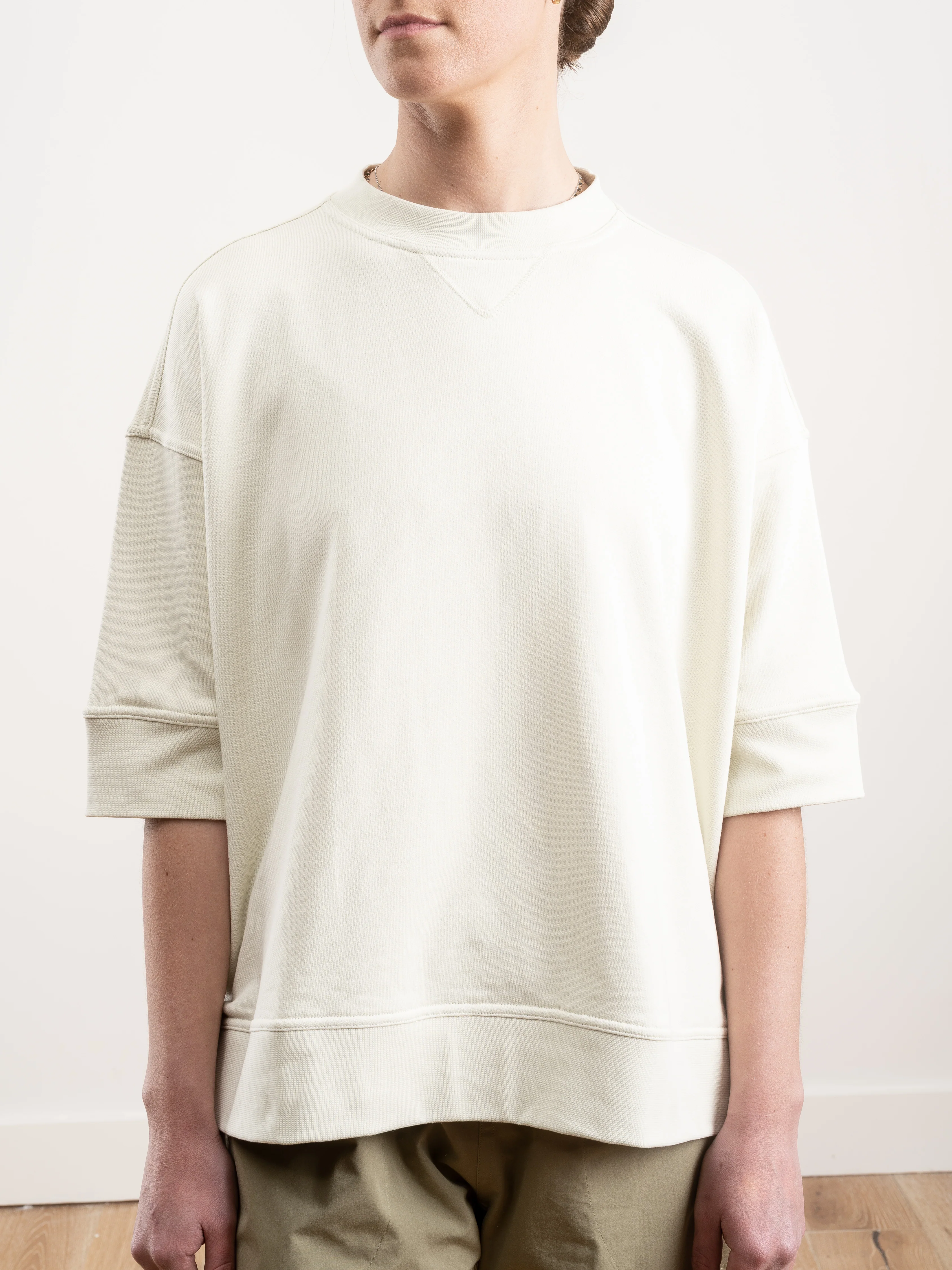 oversized short sleeve sweatshirt - knit chalk - Image 2