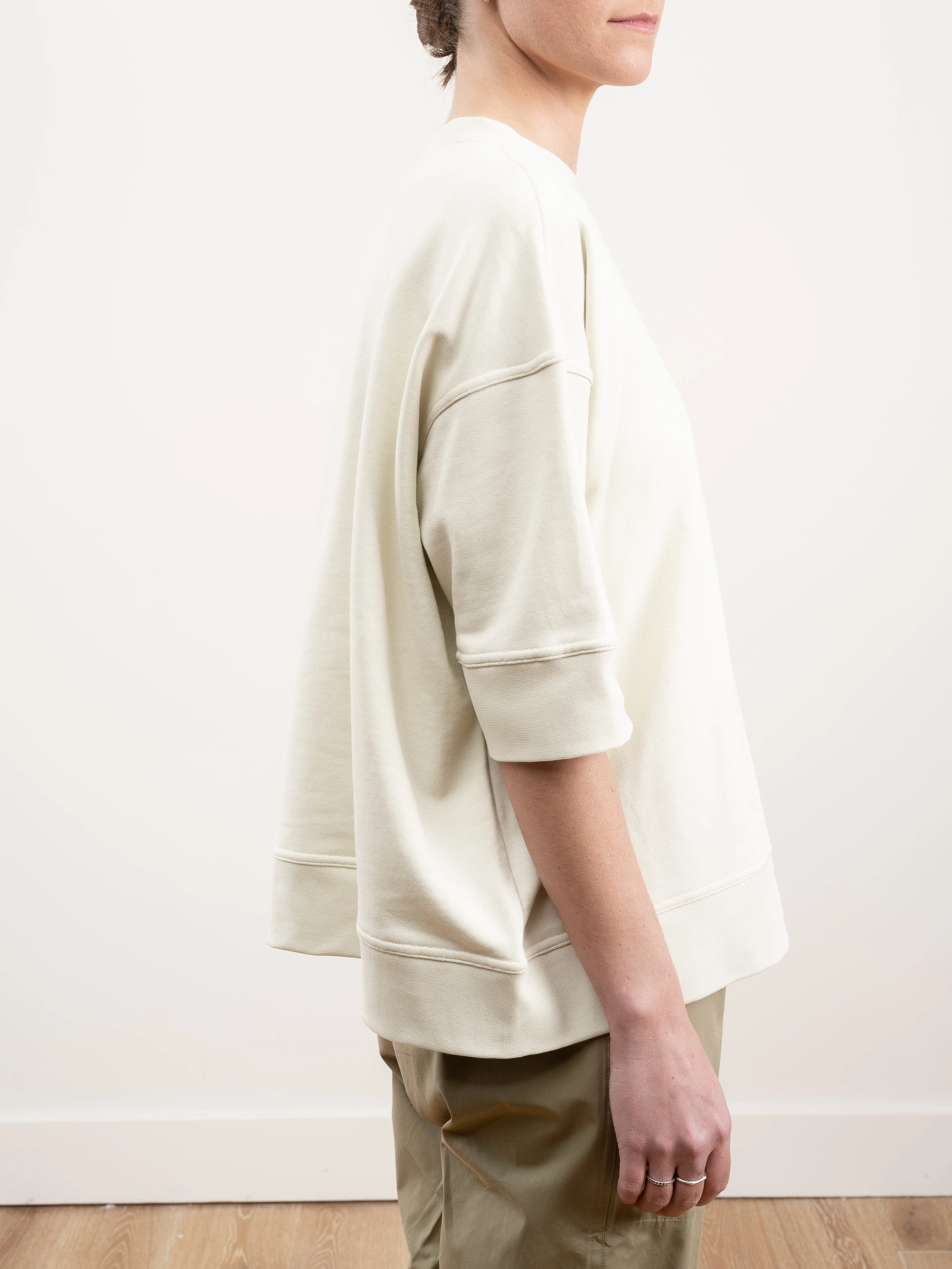oversized short sleeve sweatshirt - knit chalk - Image 3