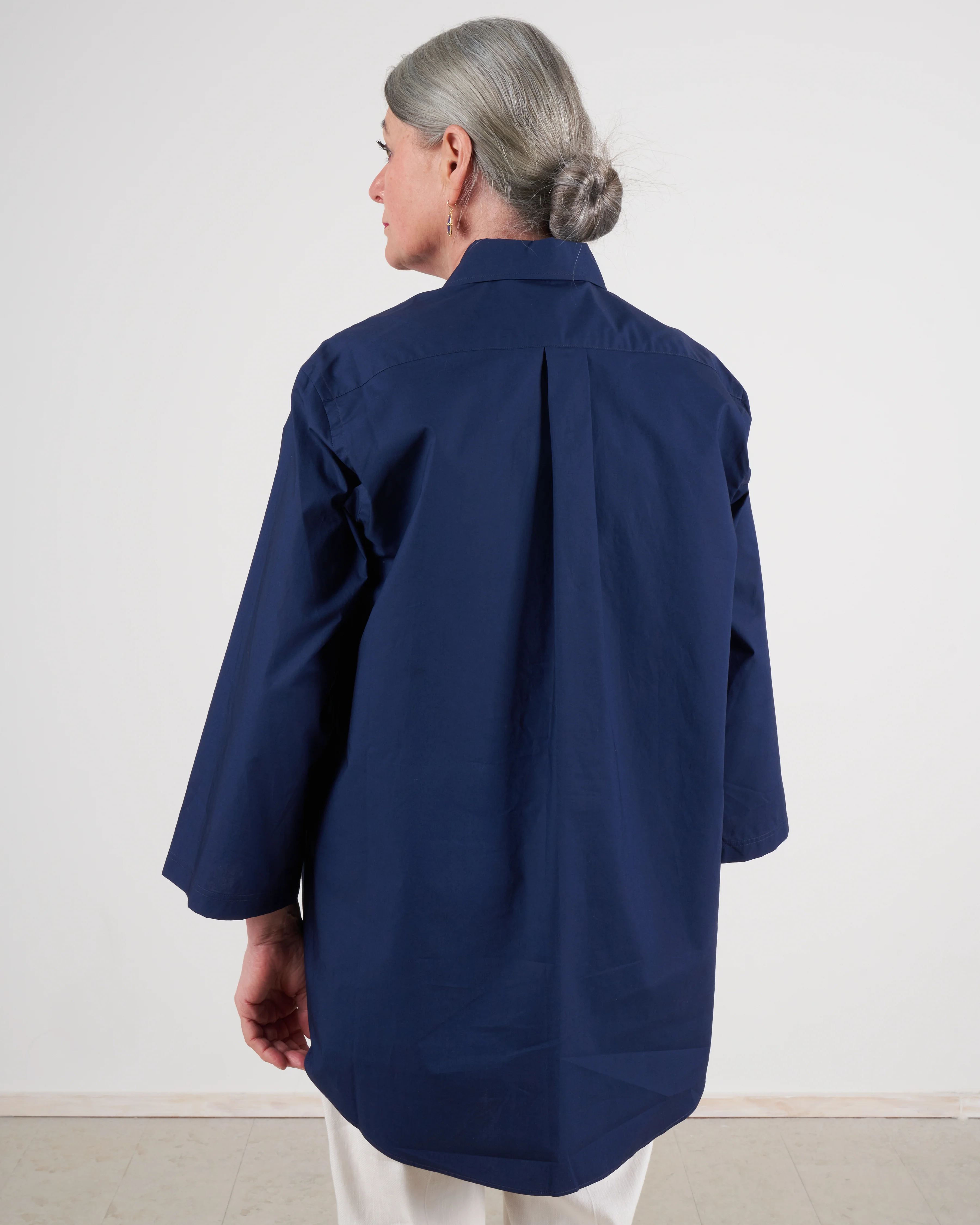 polo-style shirt with round bottom - navy - Image 3