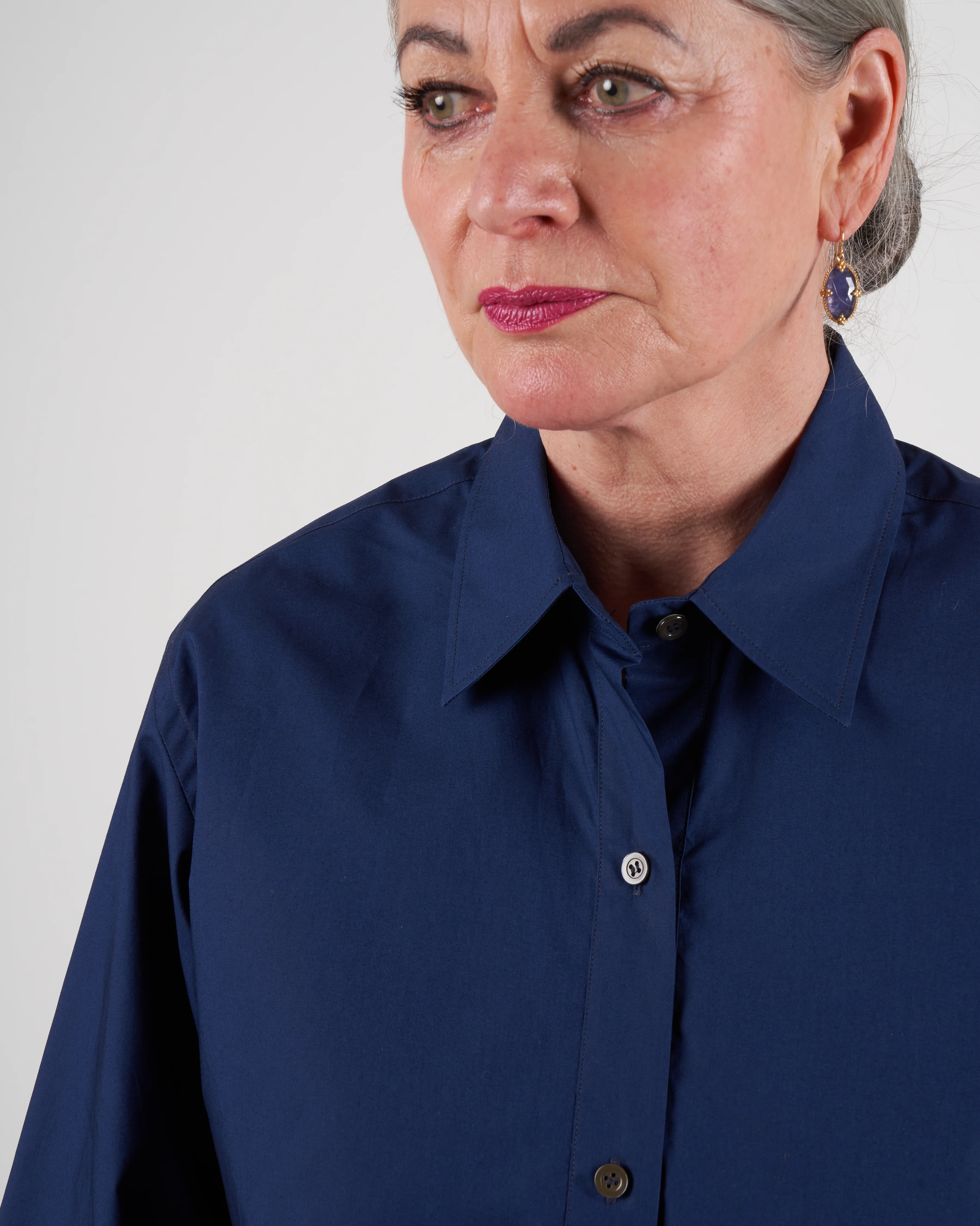 polo-style shirt with round bottom - navy - Image 4
