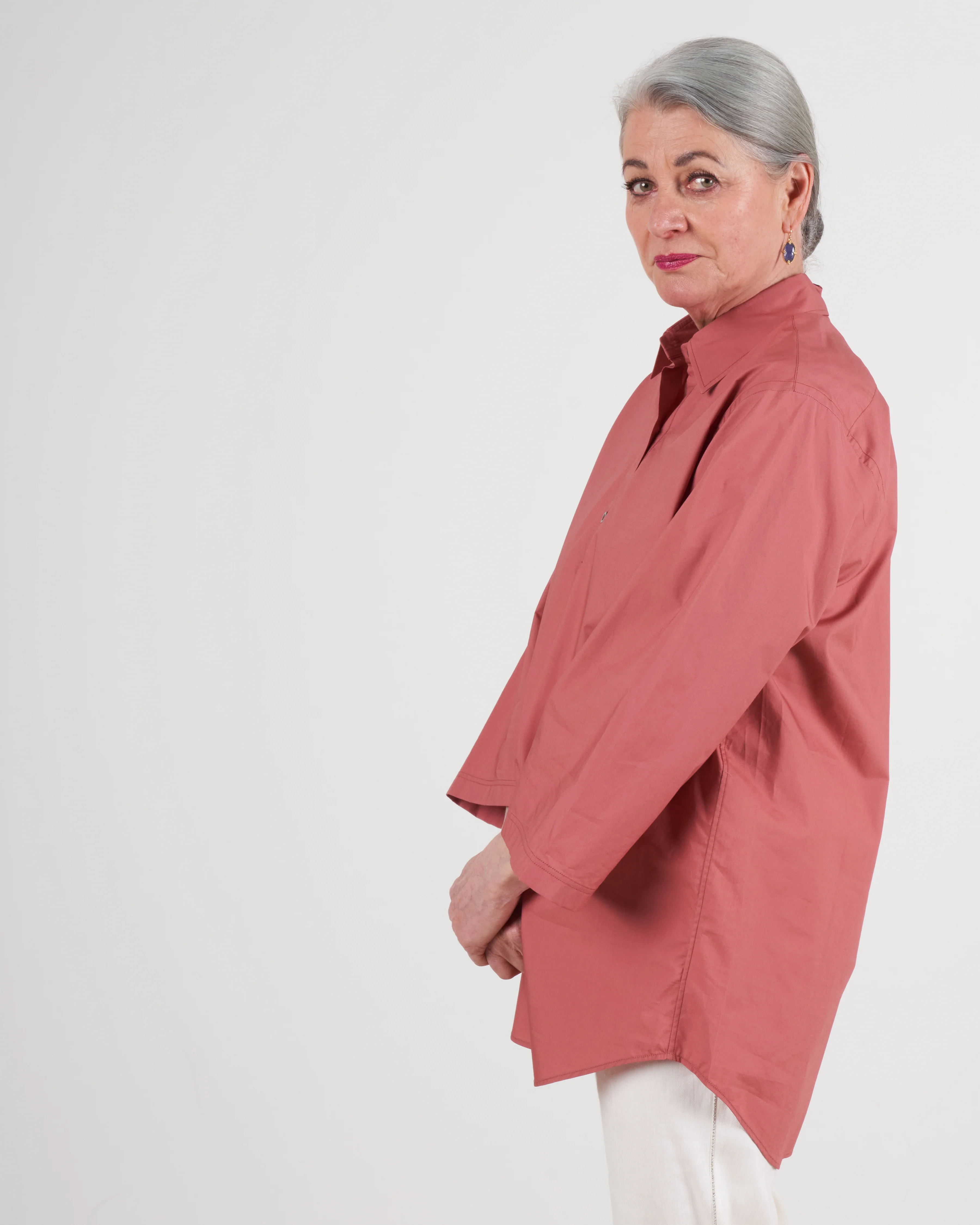 polo-style shirt with round bottom - terracotta - Image 3