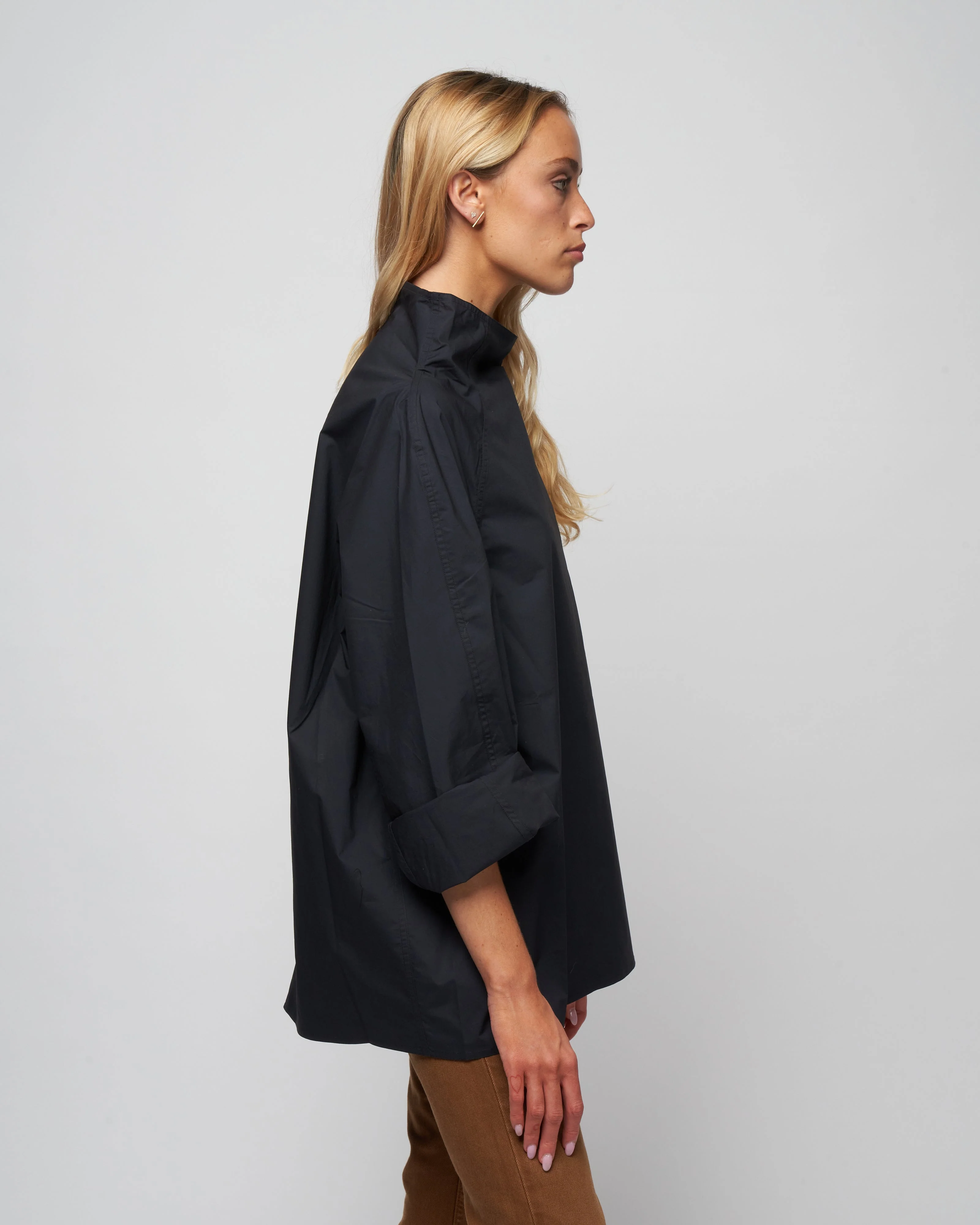 poplin flannel top - woven black - Image 3