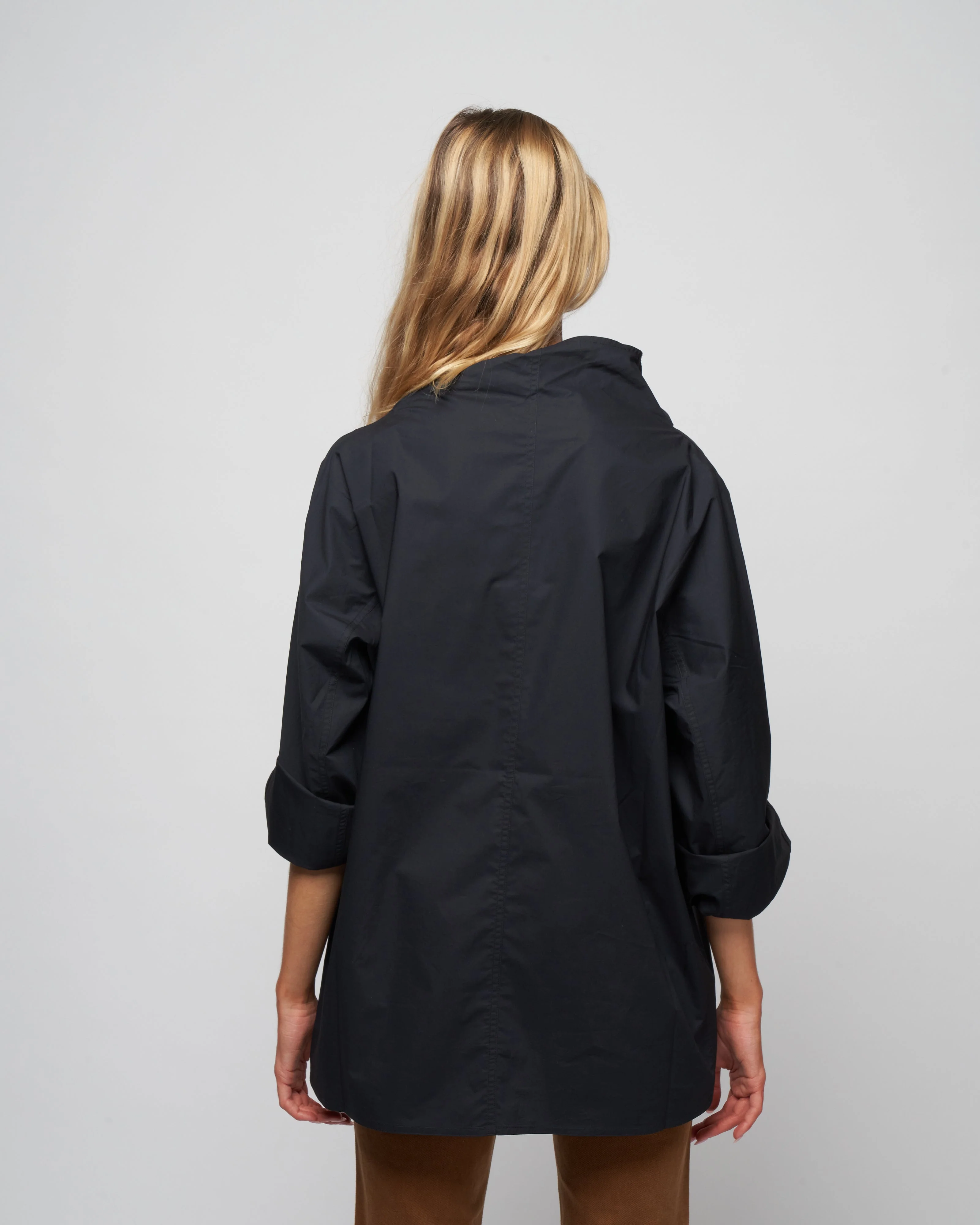 poplin flannel top - woven black - Image 4