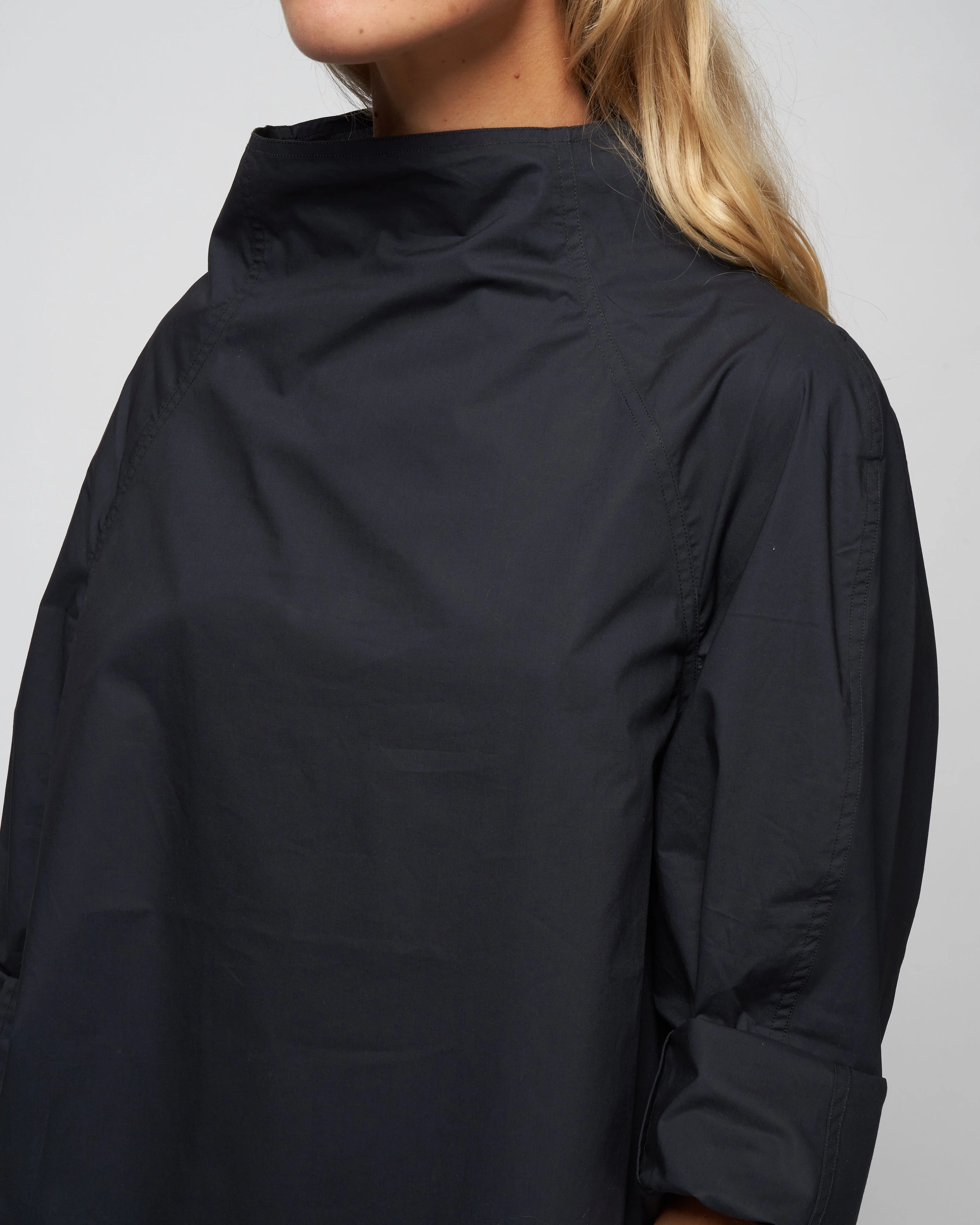 poplin flannel top - woven black - Image 5