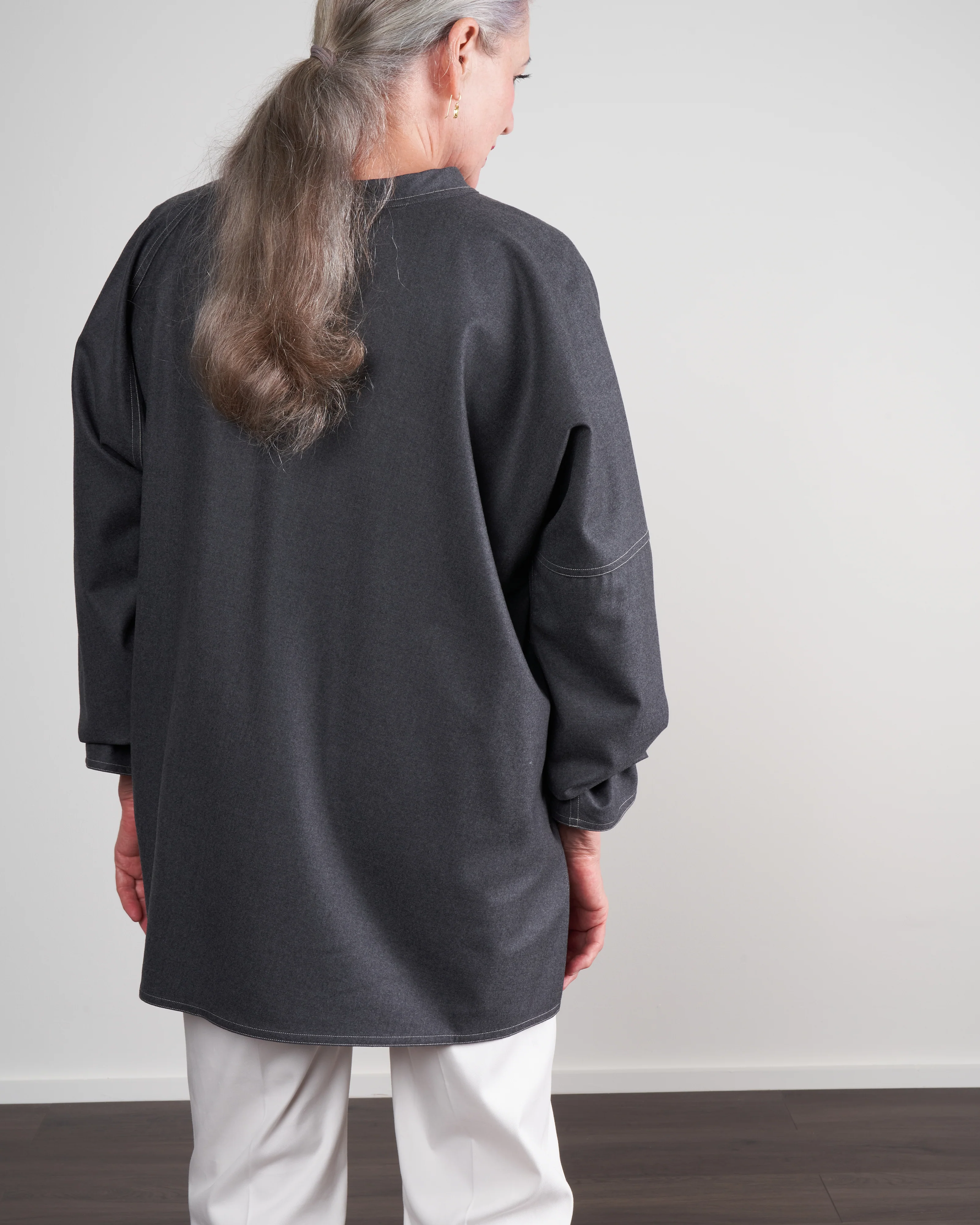 pullover sweater with topstitch - graphite - Image 4
