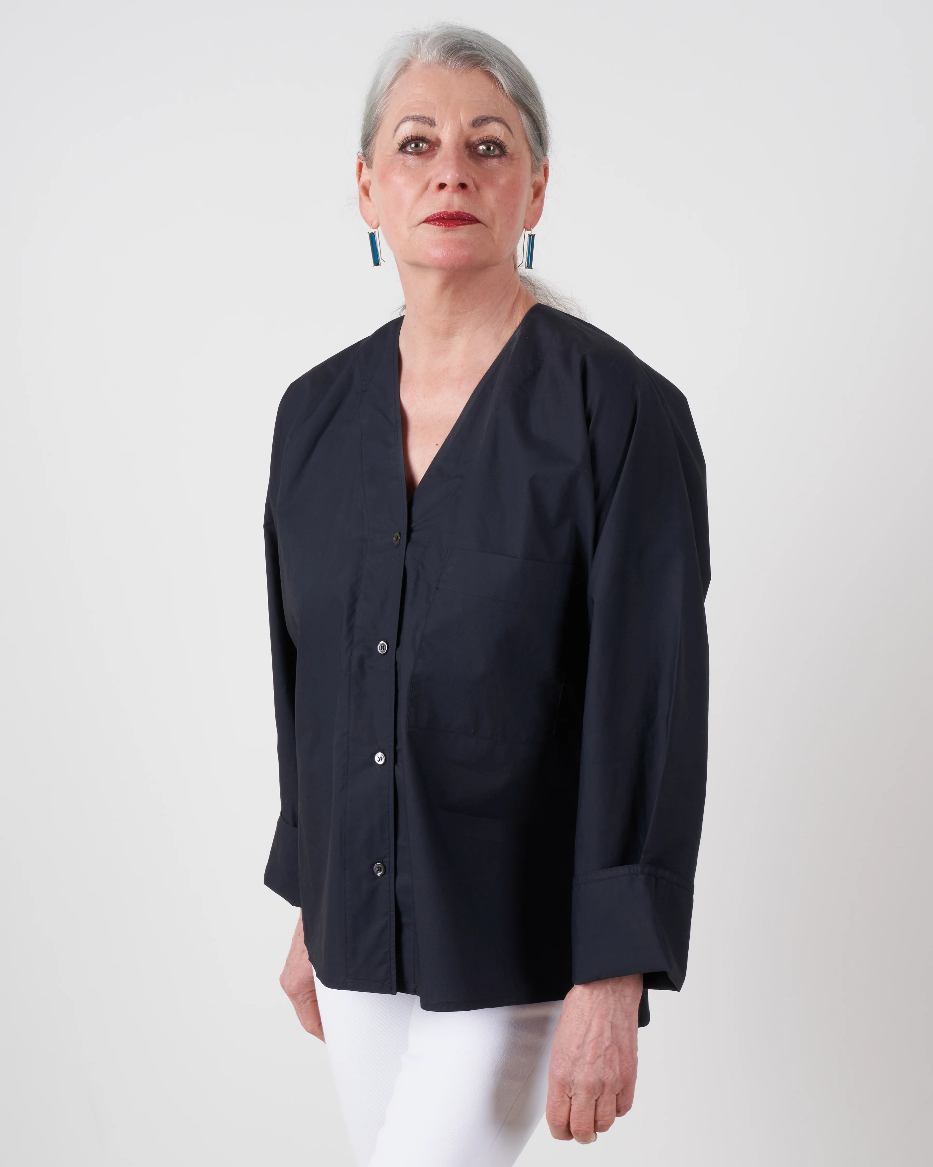 shirt with chest pocket - black - Image 2