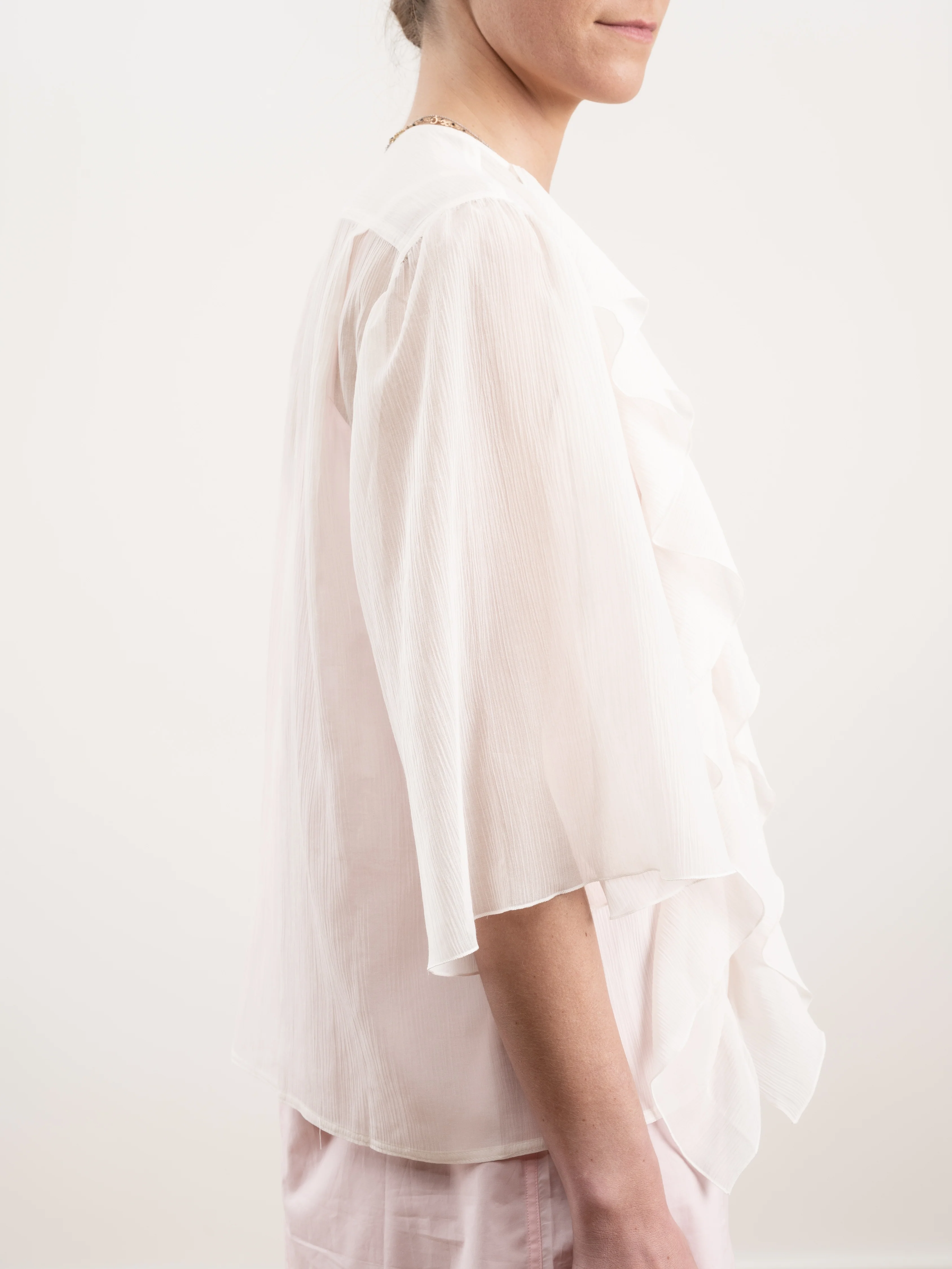 shirt with ruffled front - woven blush - Image 2