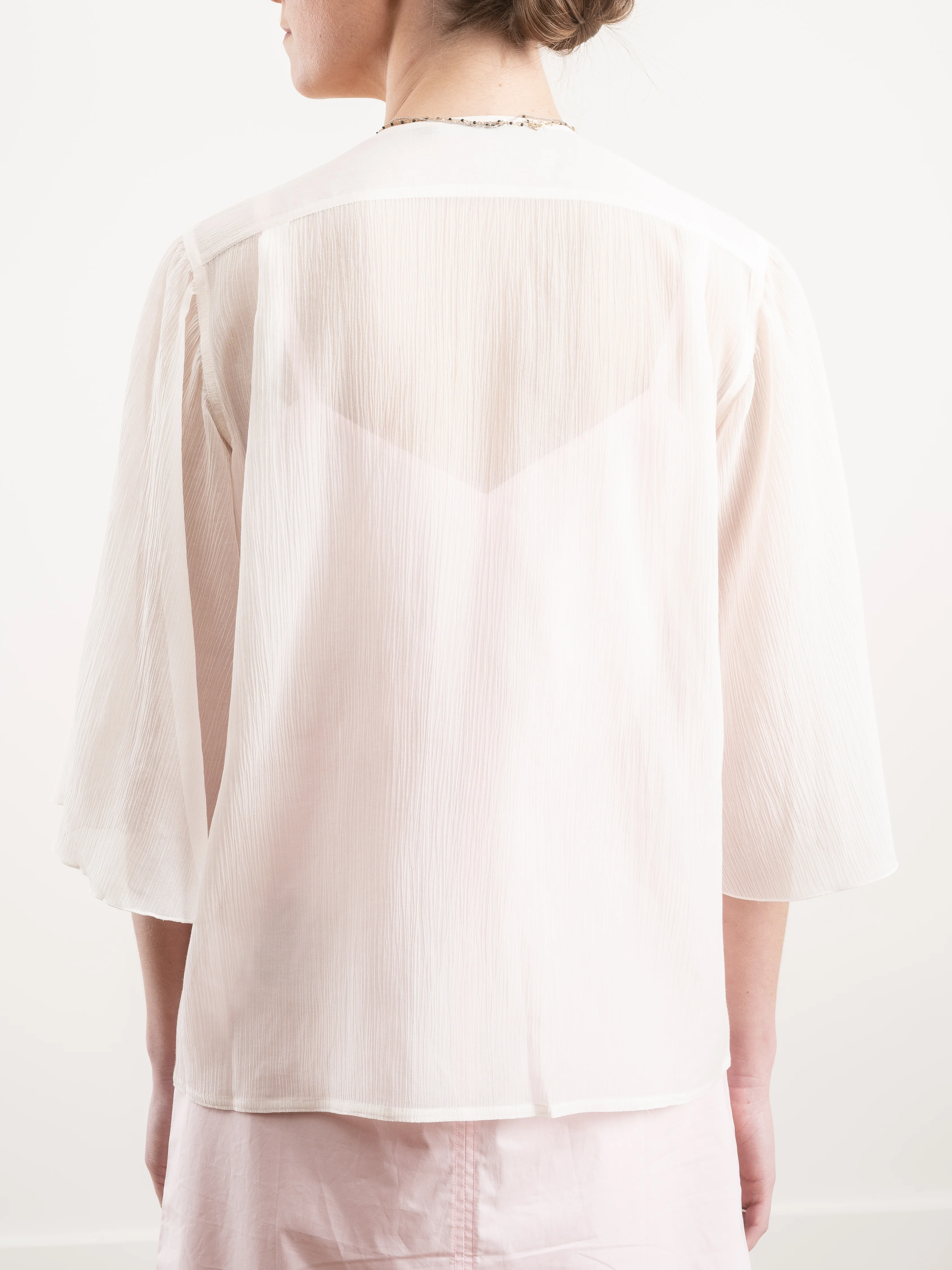 shirt with ruffled front - woven blush - Image 3