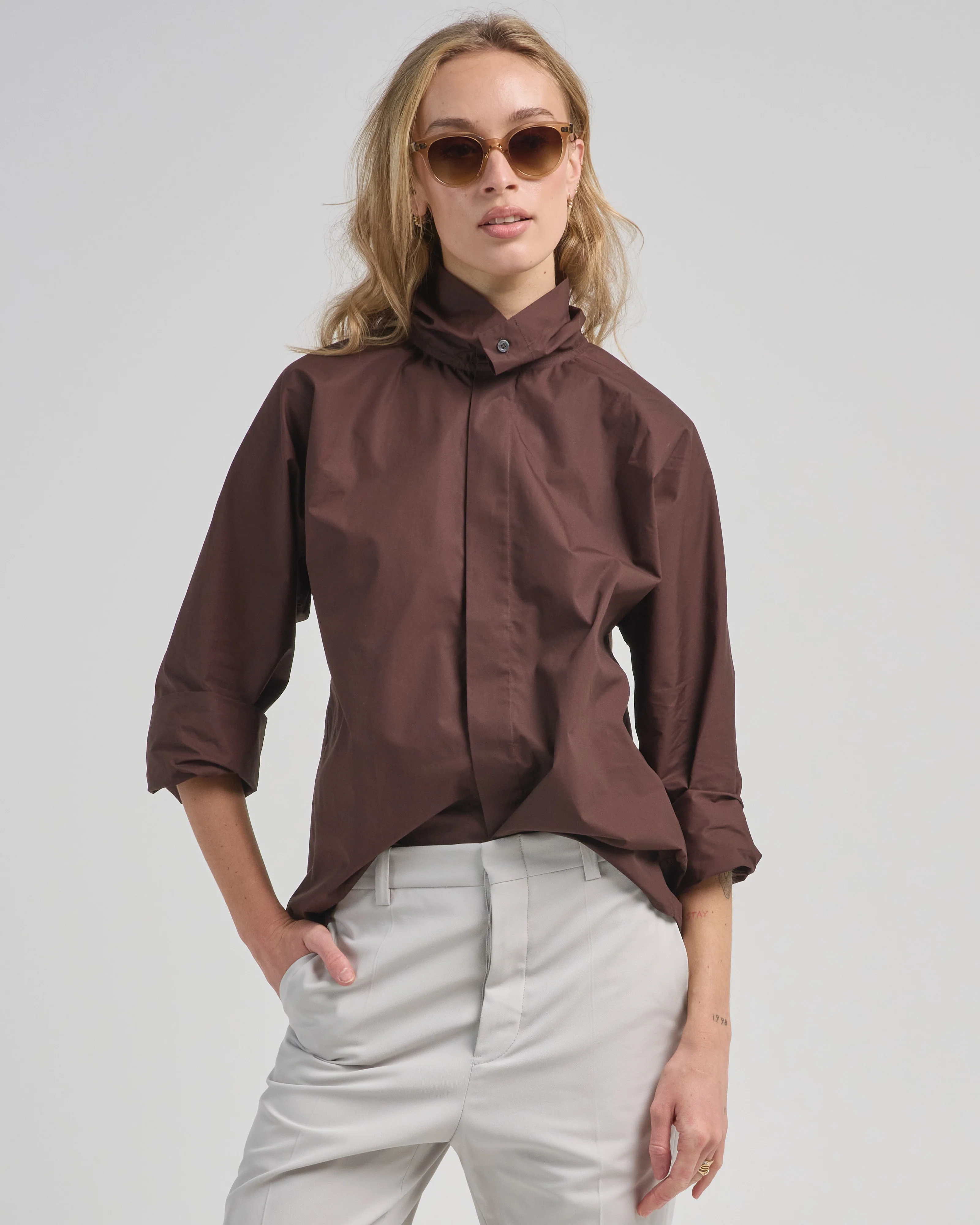 shirt with standing collar - Image 3
