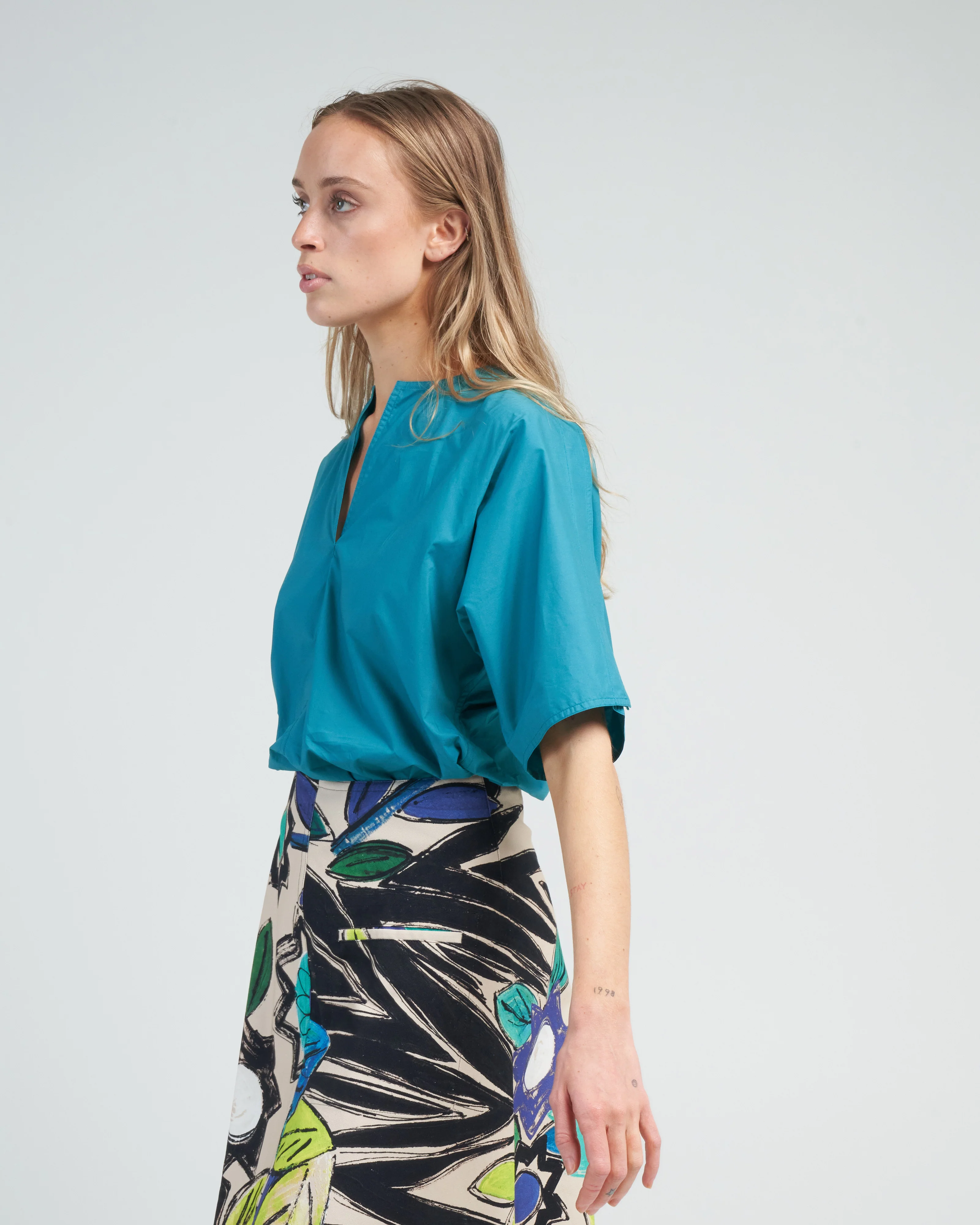 split neck top - topaz - Image 3