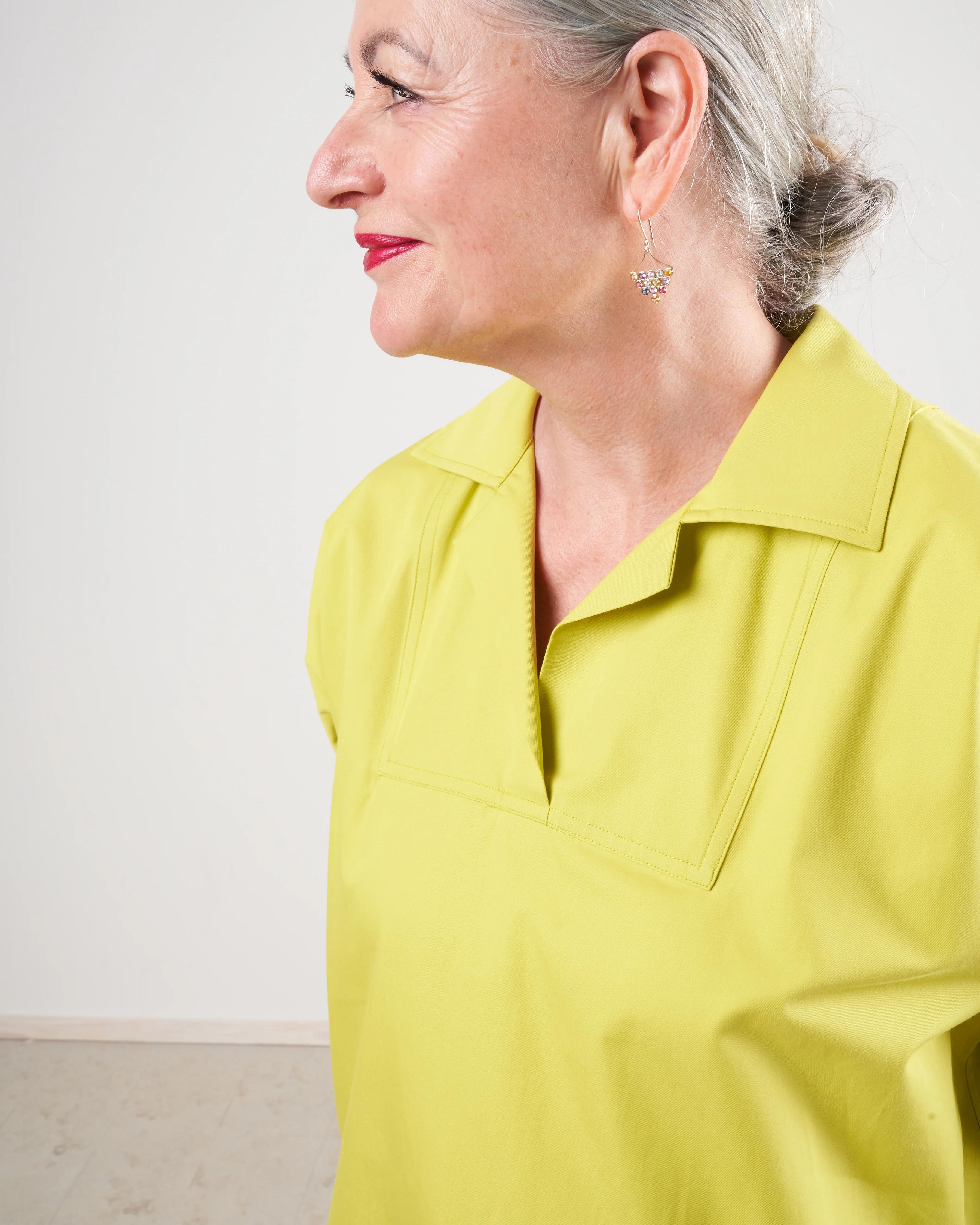 top with 3/4 sleeves and open collar - anise - Image 4