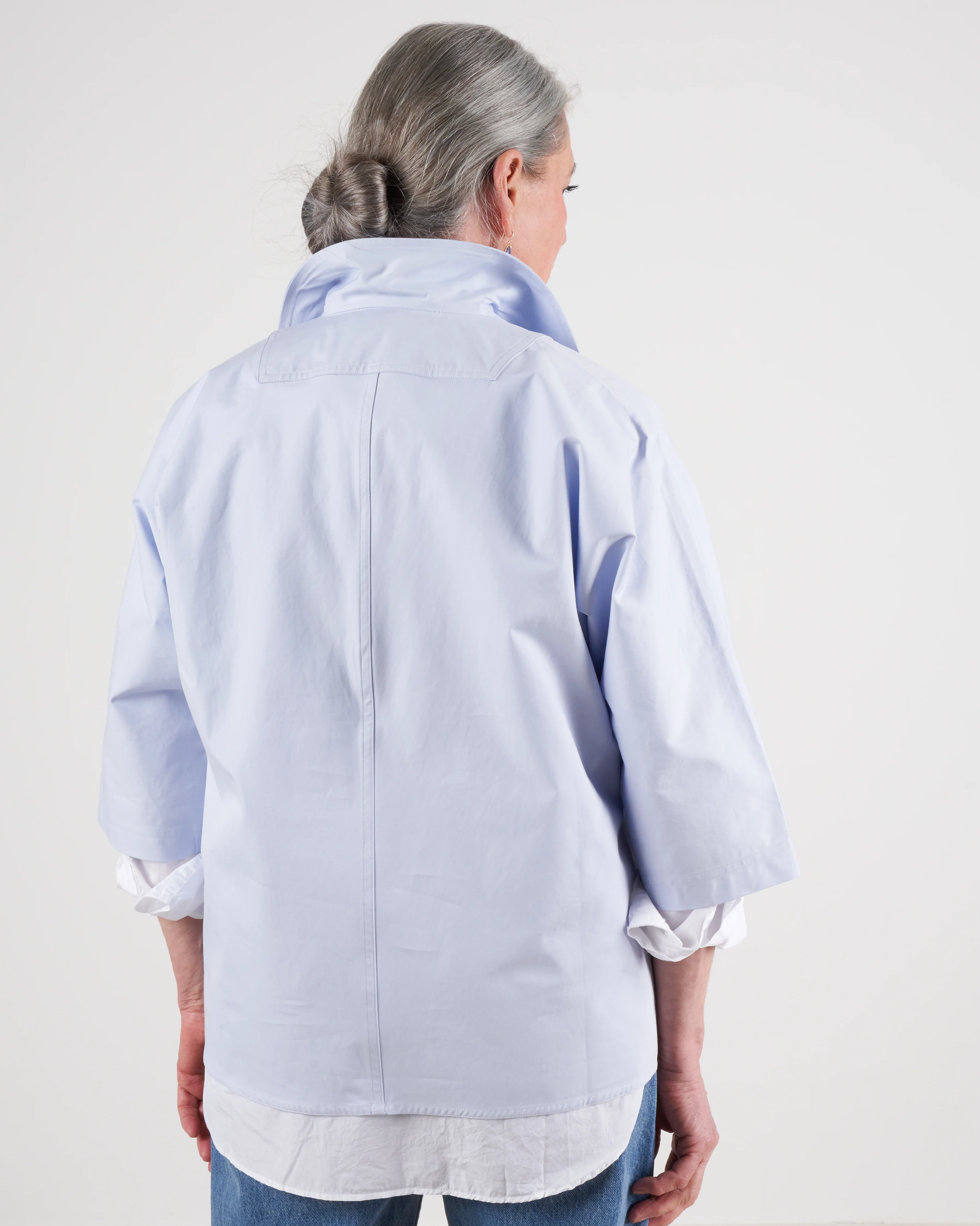 top with 3/4 sleeves and open collar - ice - Image 3