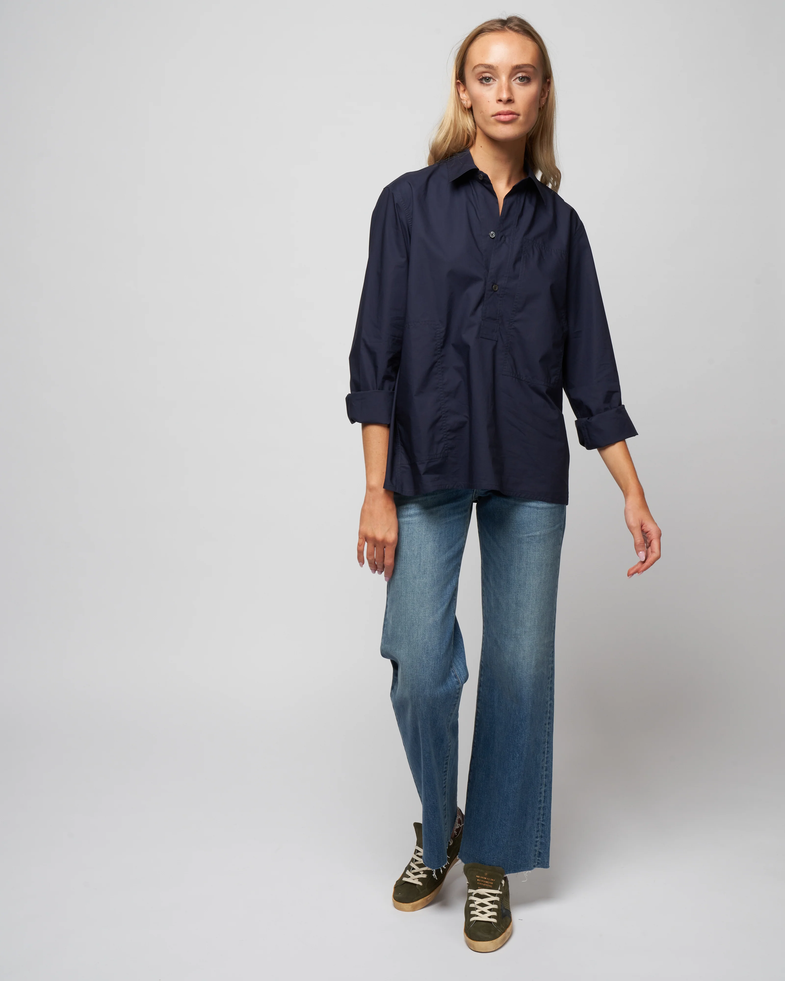 tumbled flannel shirt - woven blue marine - Image 2