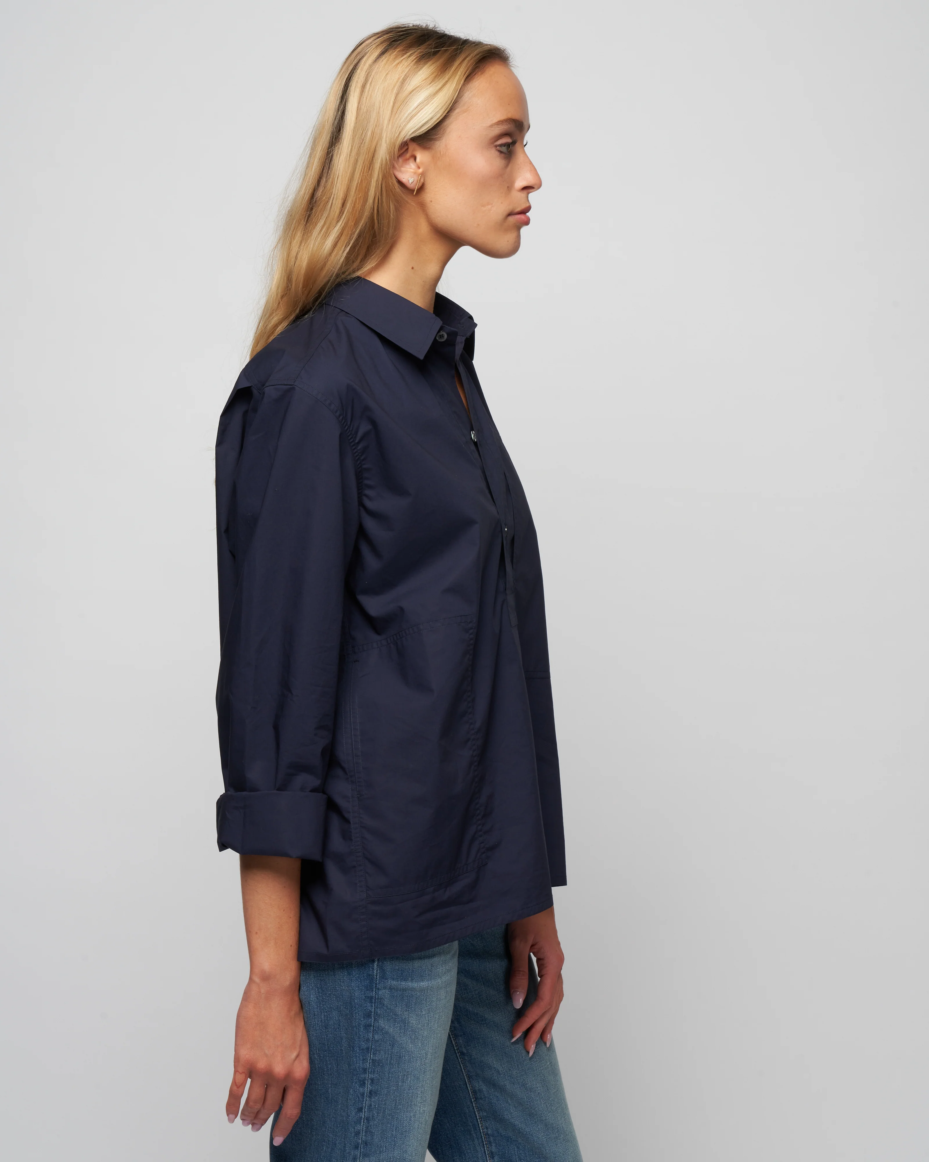 tumbled flannel shirt - woven blue marine - Image 3