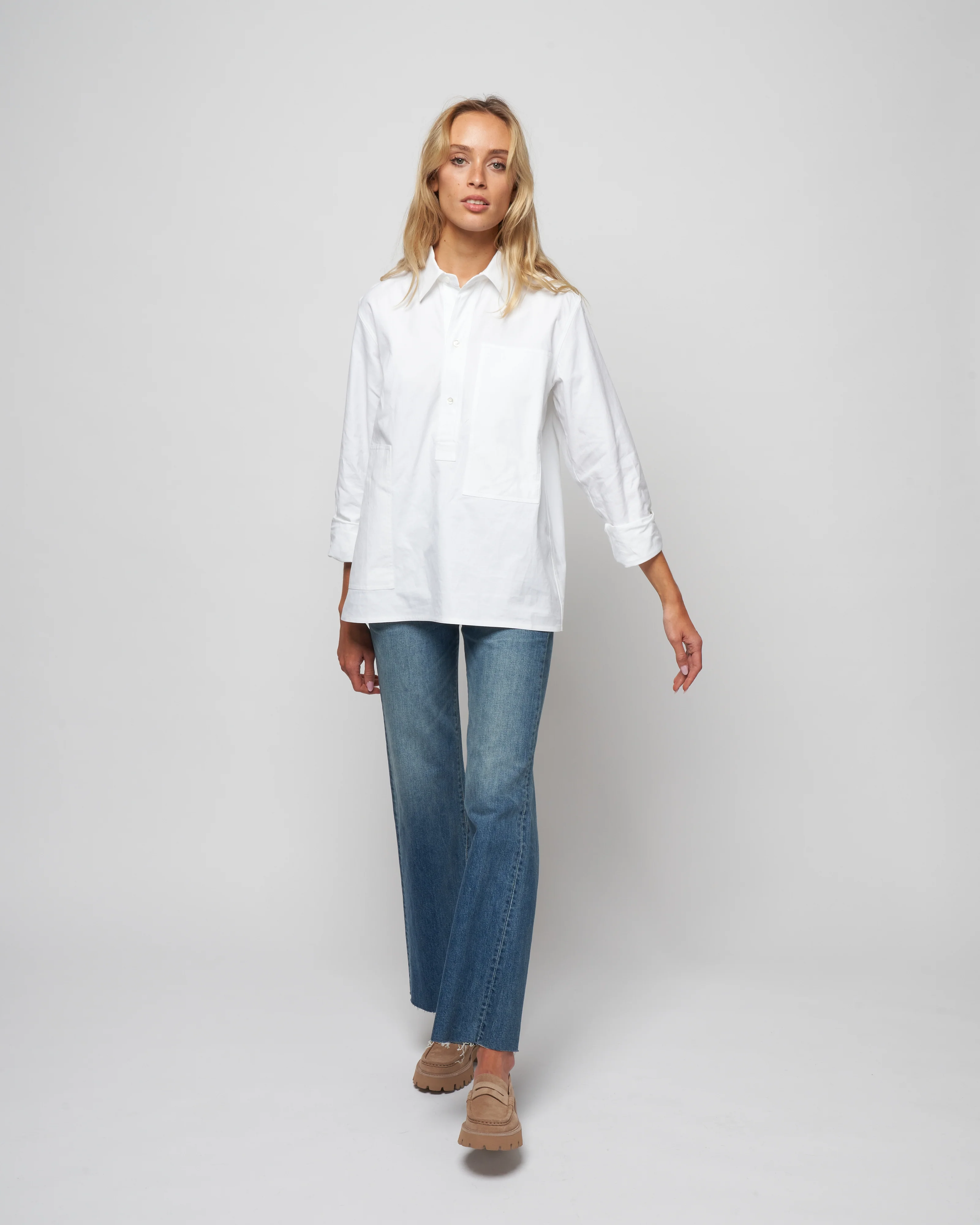 tumbled flannel shirt - woven white - Image 2