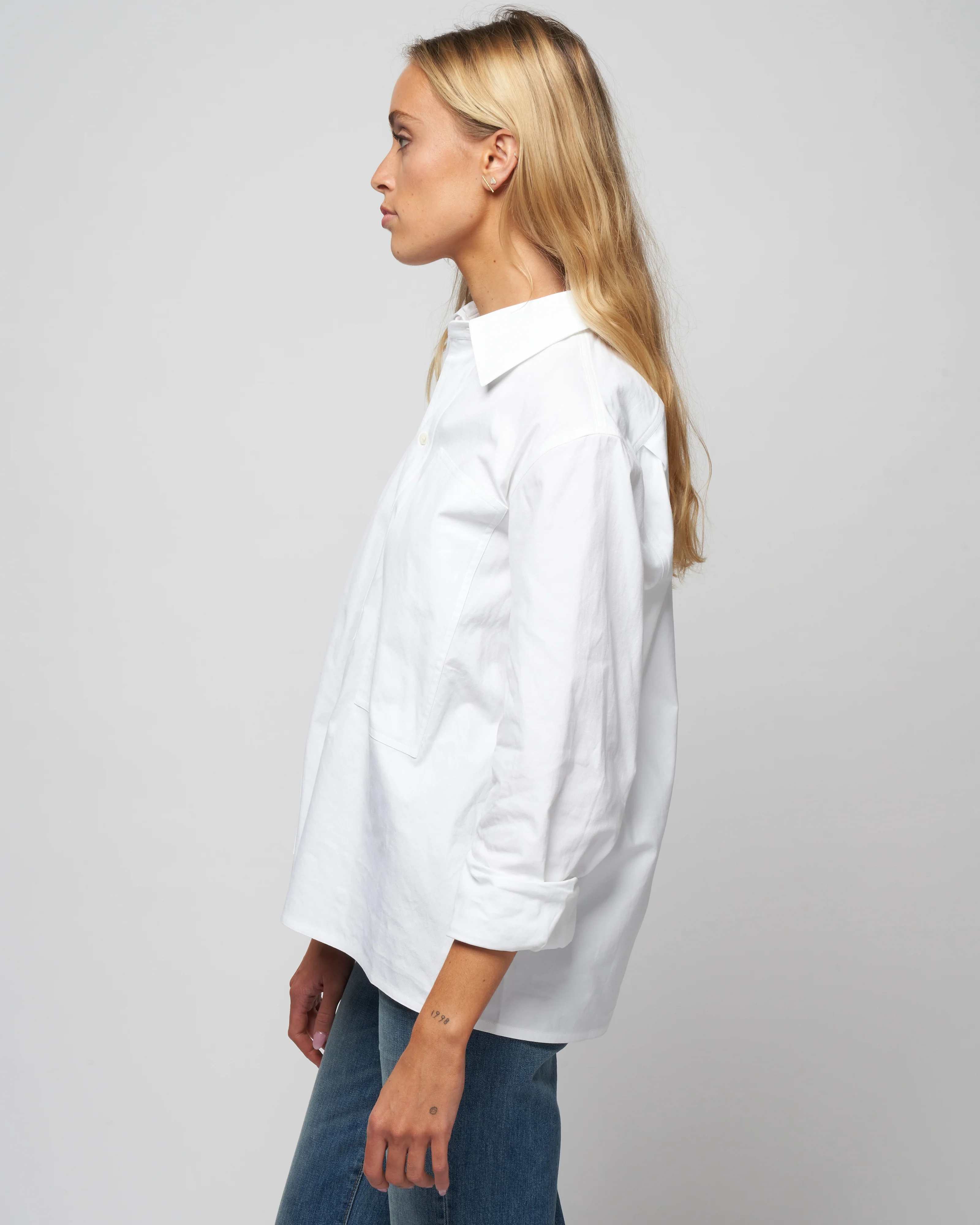 tumbled flannel shirt - woven white - Image 3