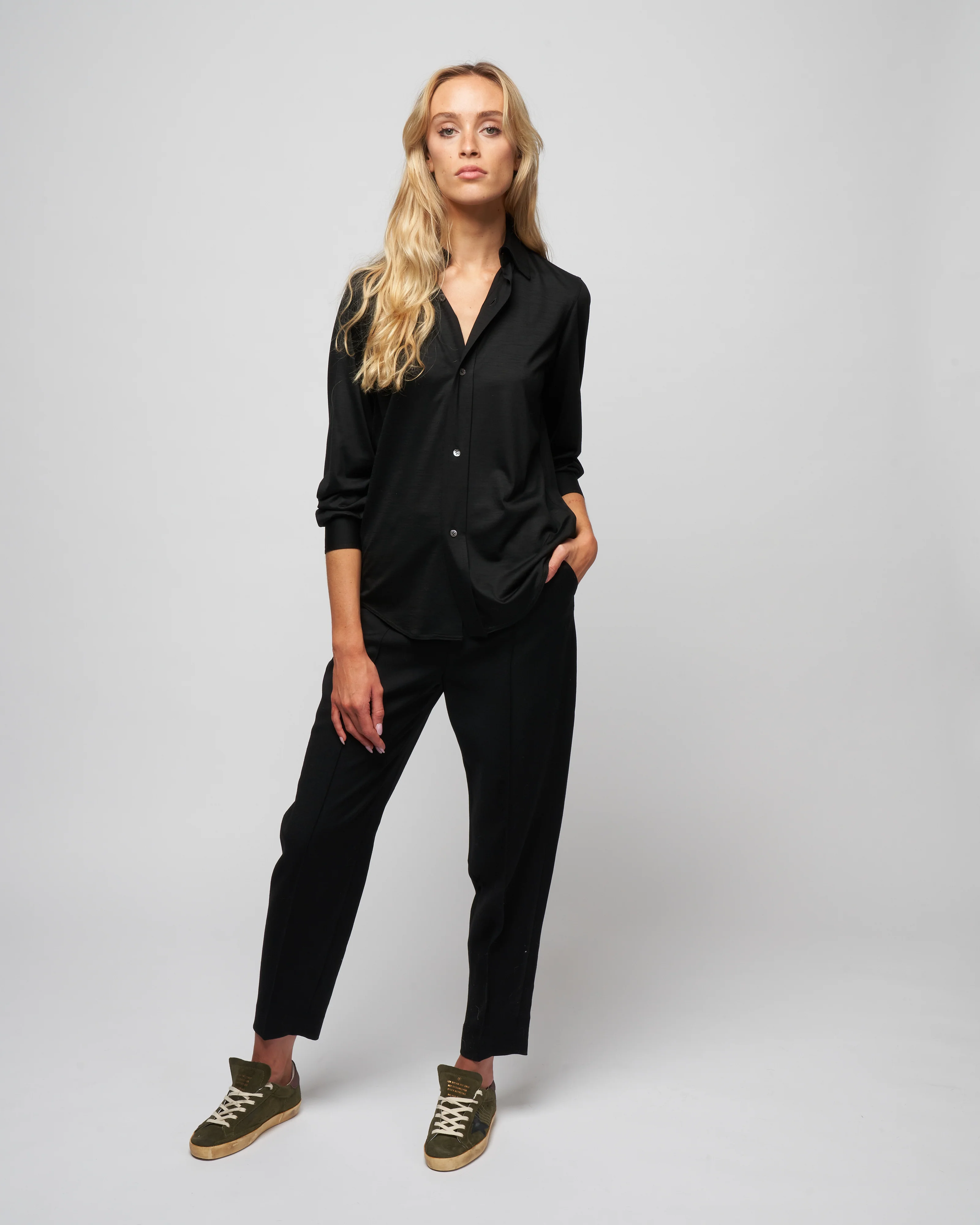 wool jersey shirt - knit black - Image 2
