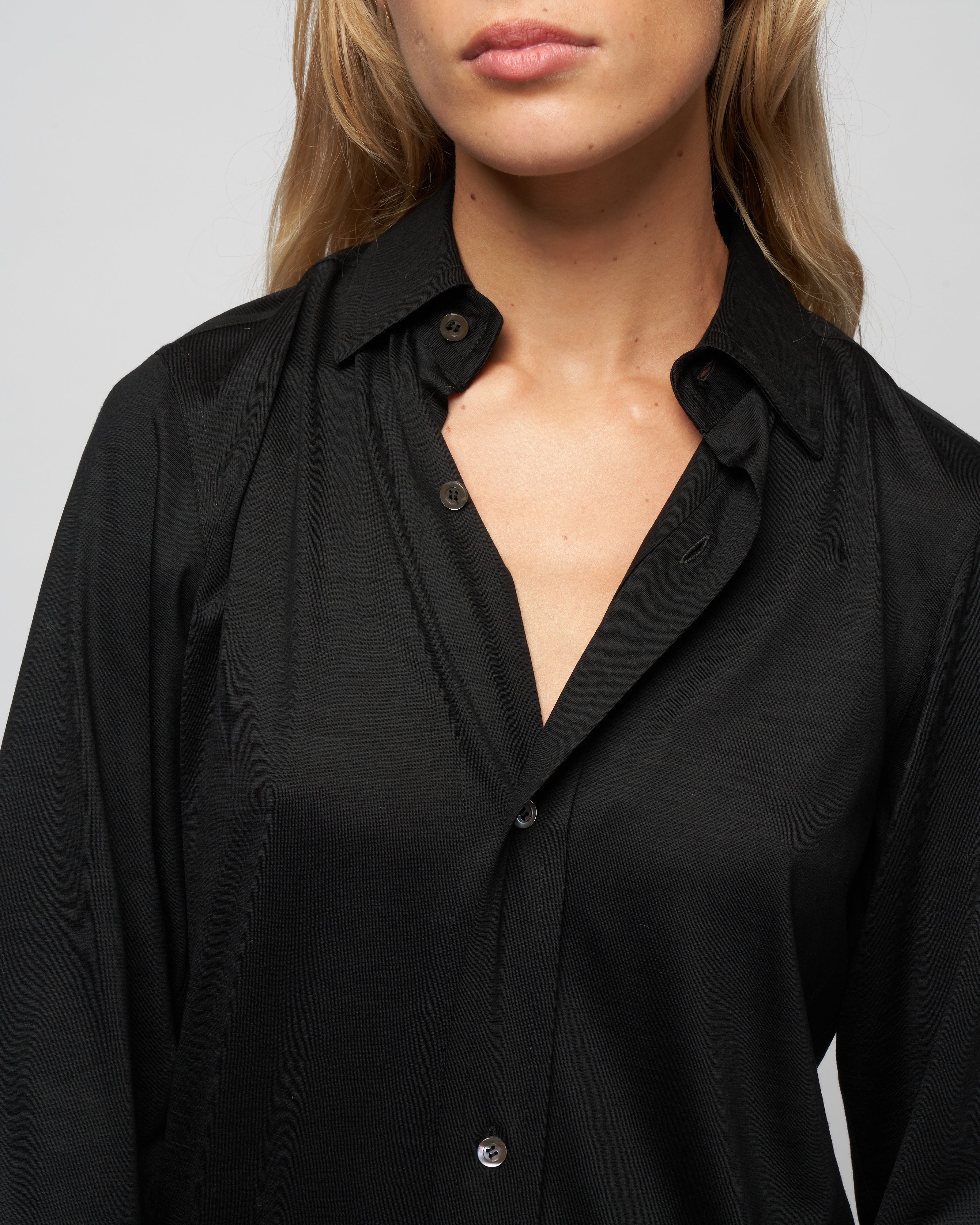 wool jersey shirt - knit black - Image 5