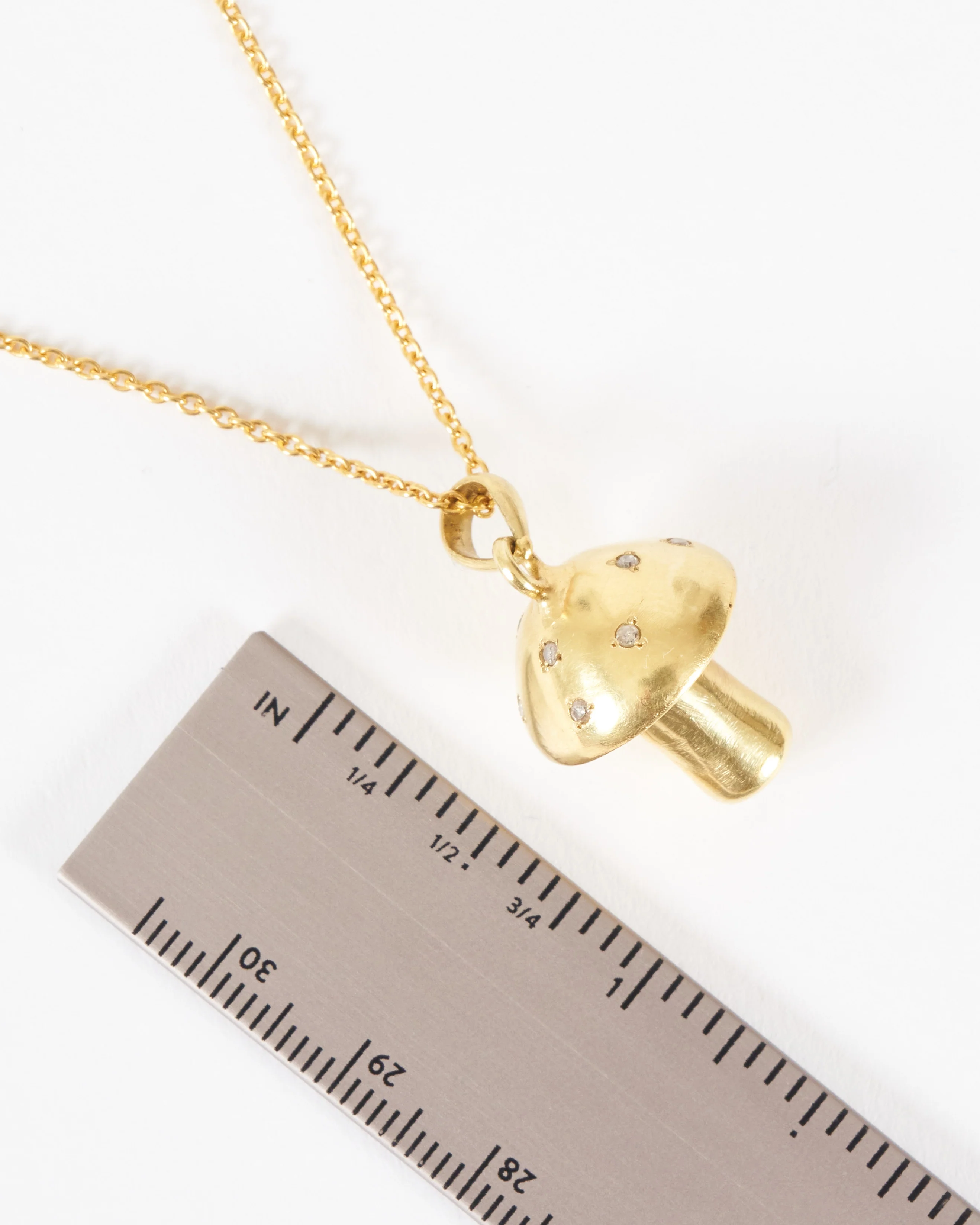 small diamond toadstool necklace - gold/diamond - Image 3