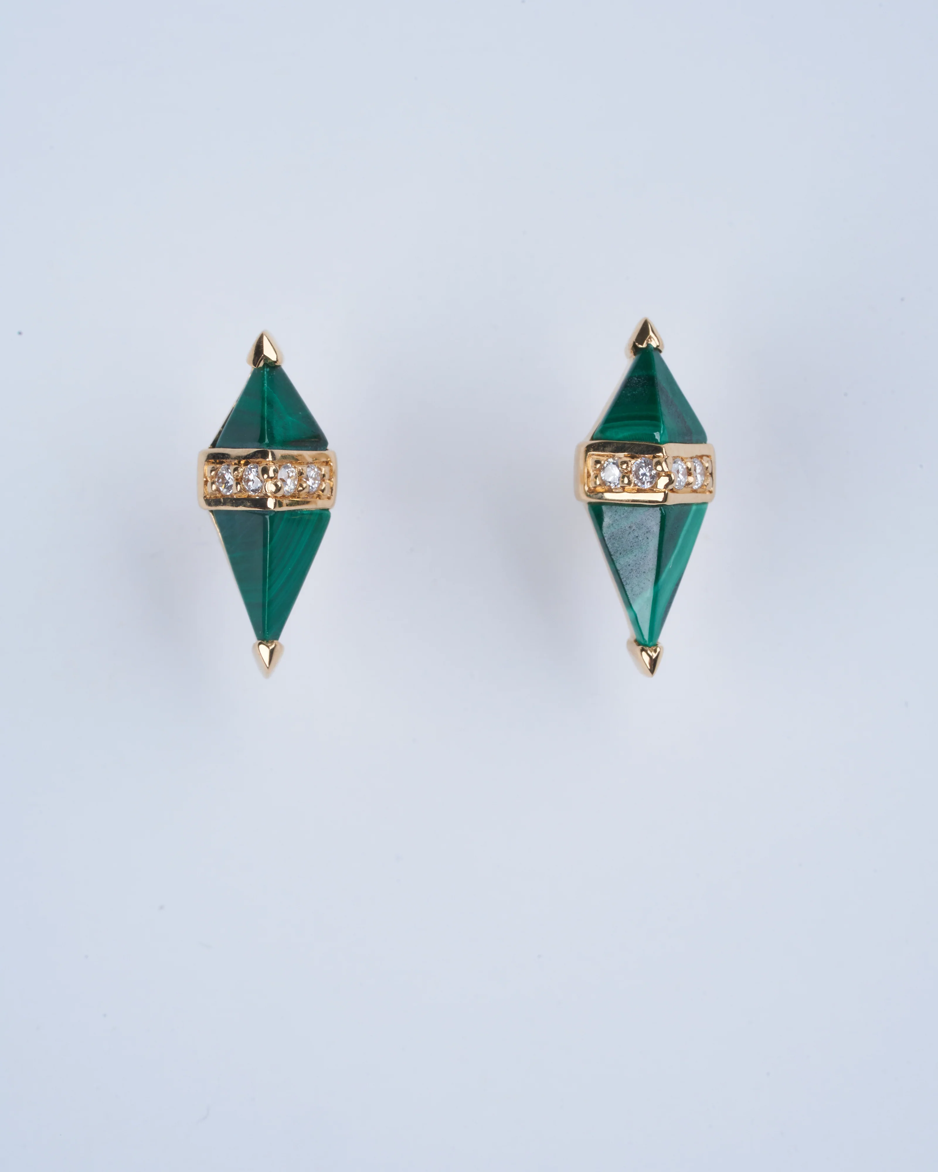 pietra studs - malachite/diamond