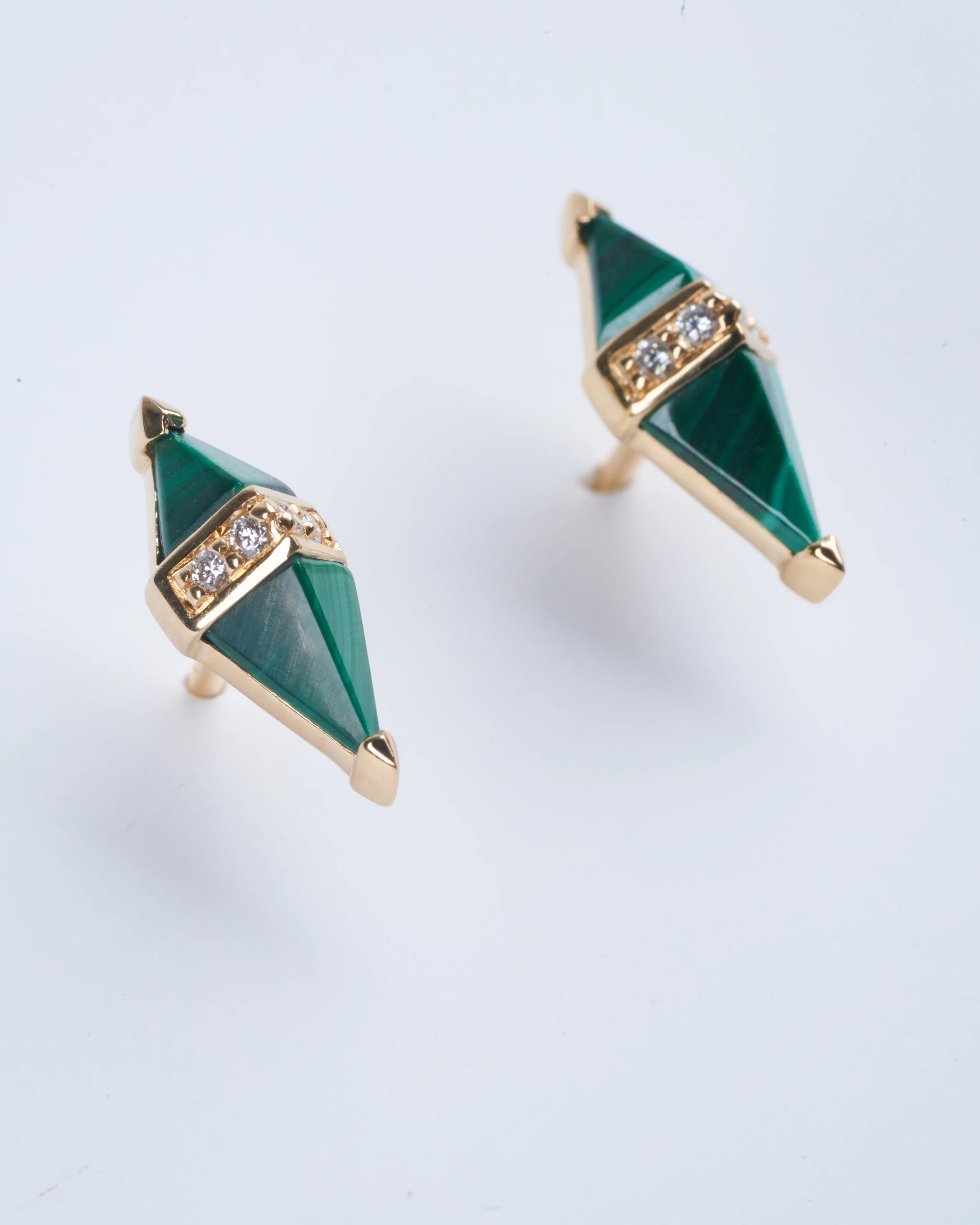 pietra studs - malachite/diamond - Image 2