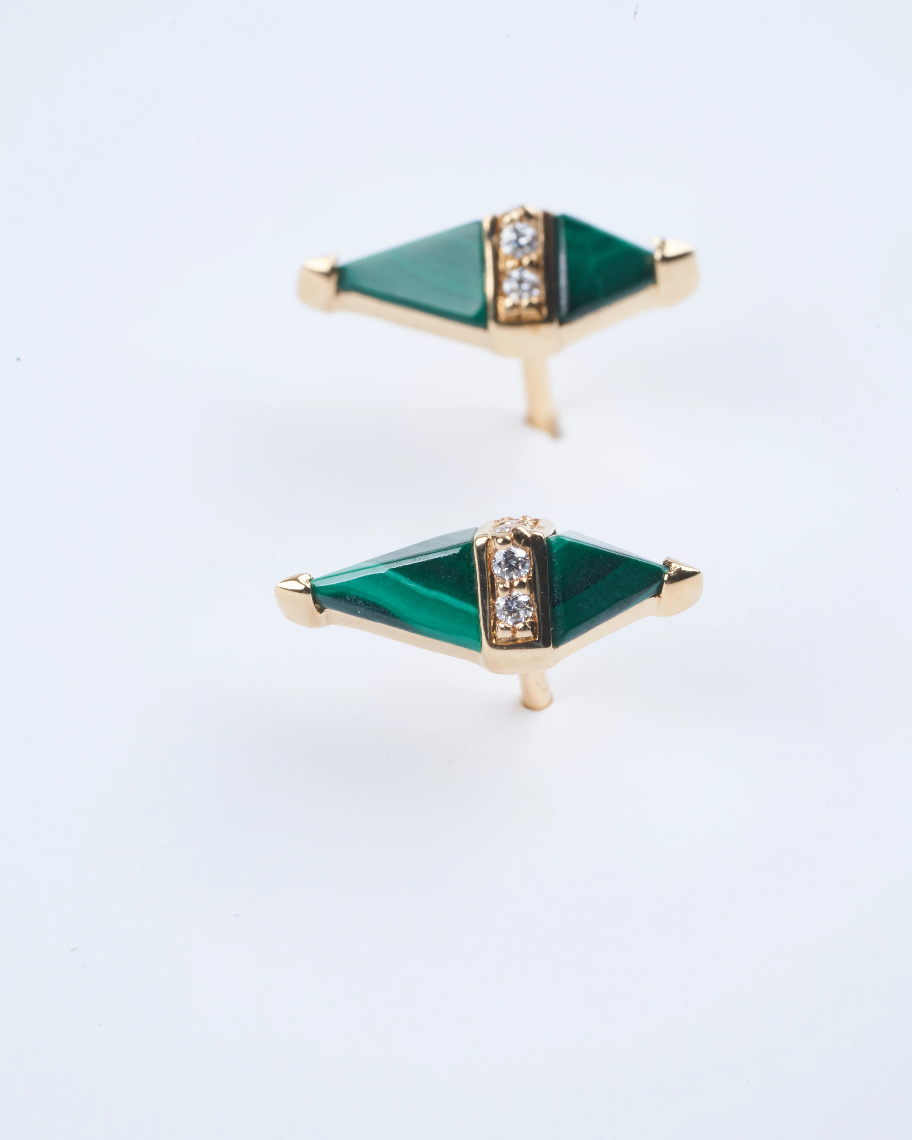 pietra studs - malachite/diamond - Image 3