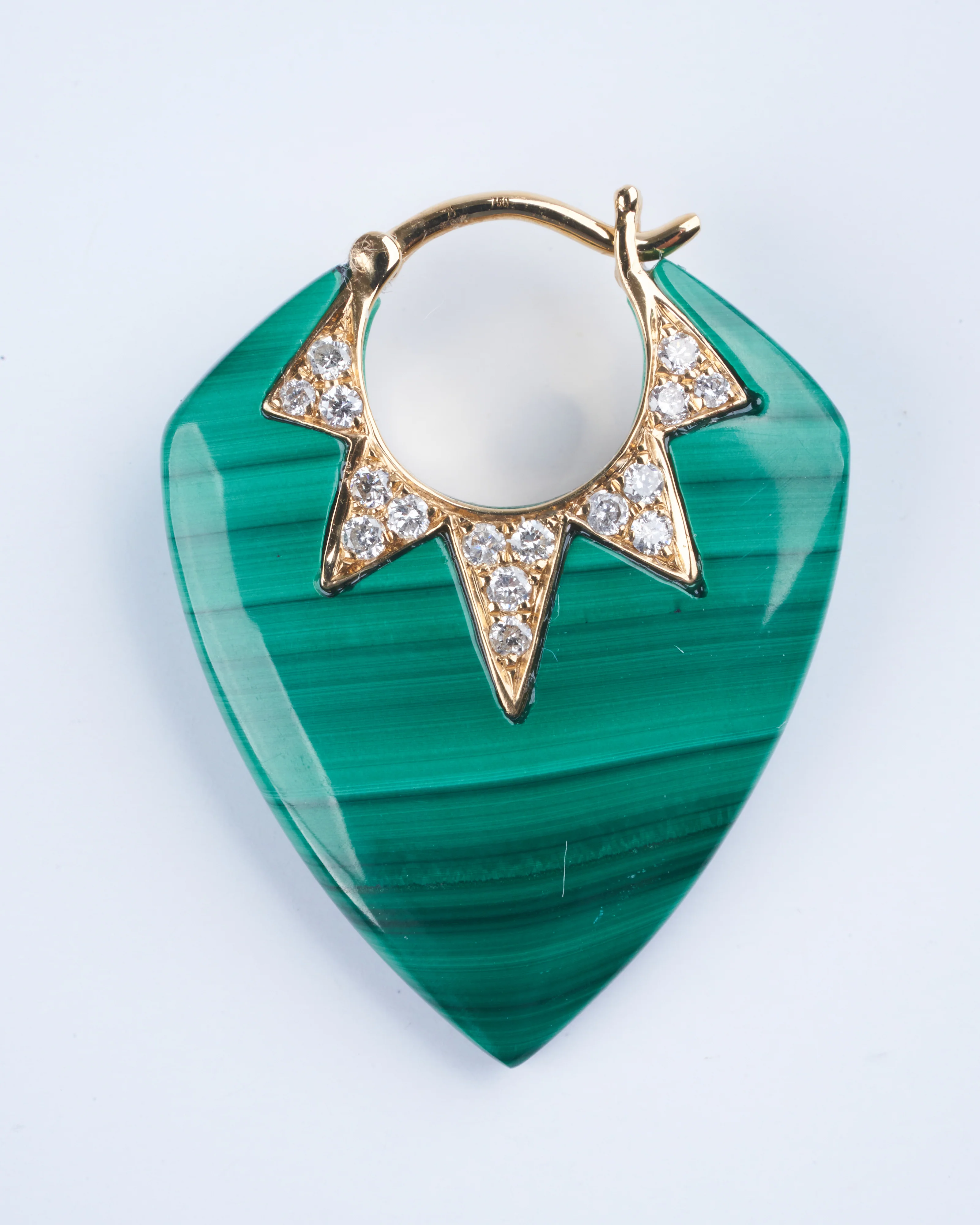 classic guitar pick earrings - malachite/diamond - Image 2