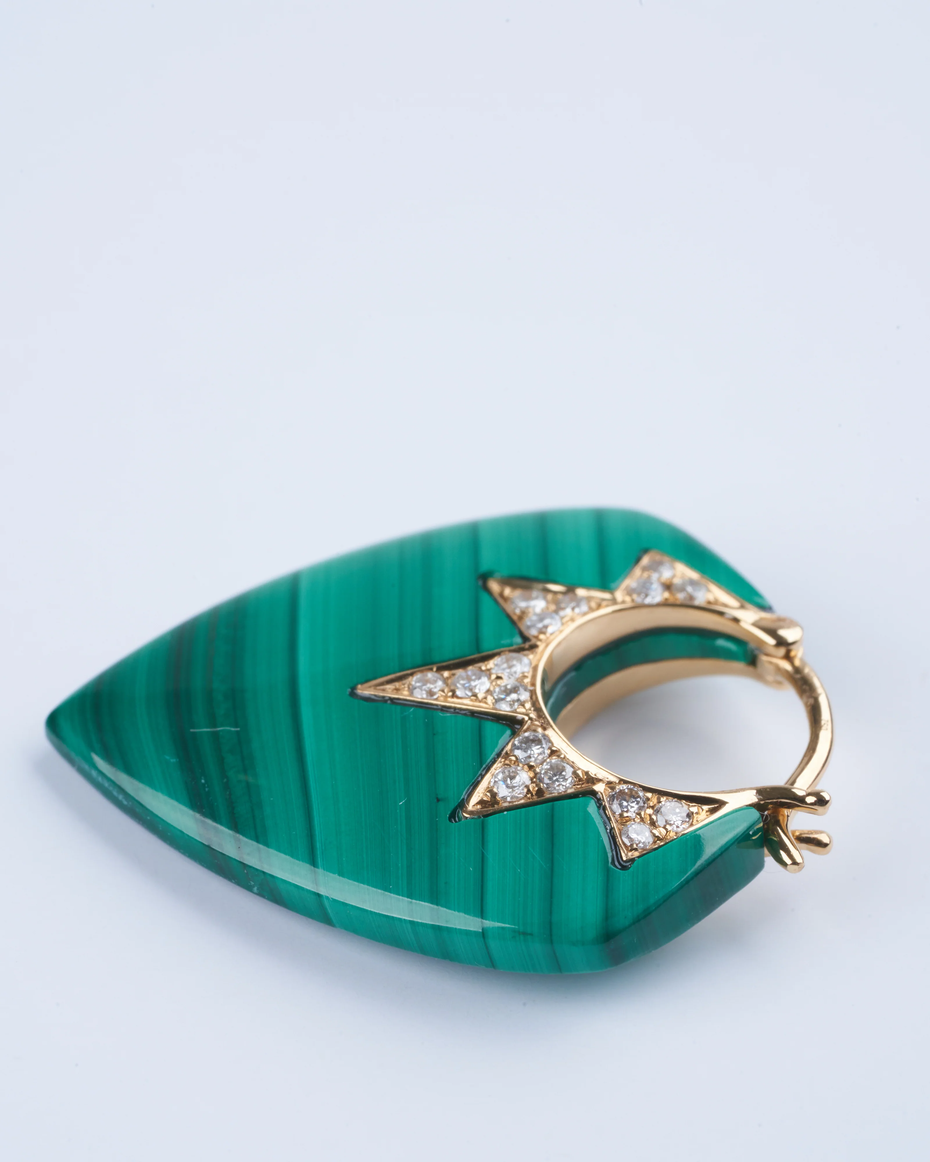 classic guitar pick earrings - malachite/diamond - Image 3