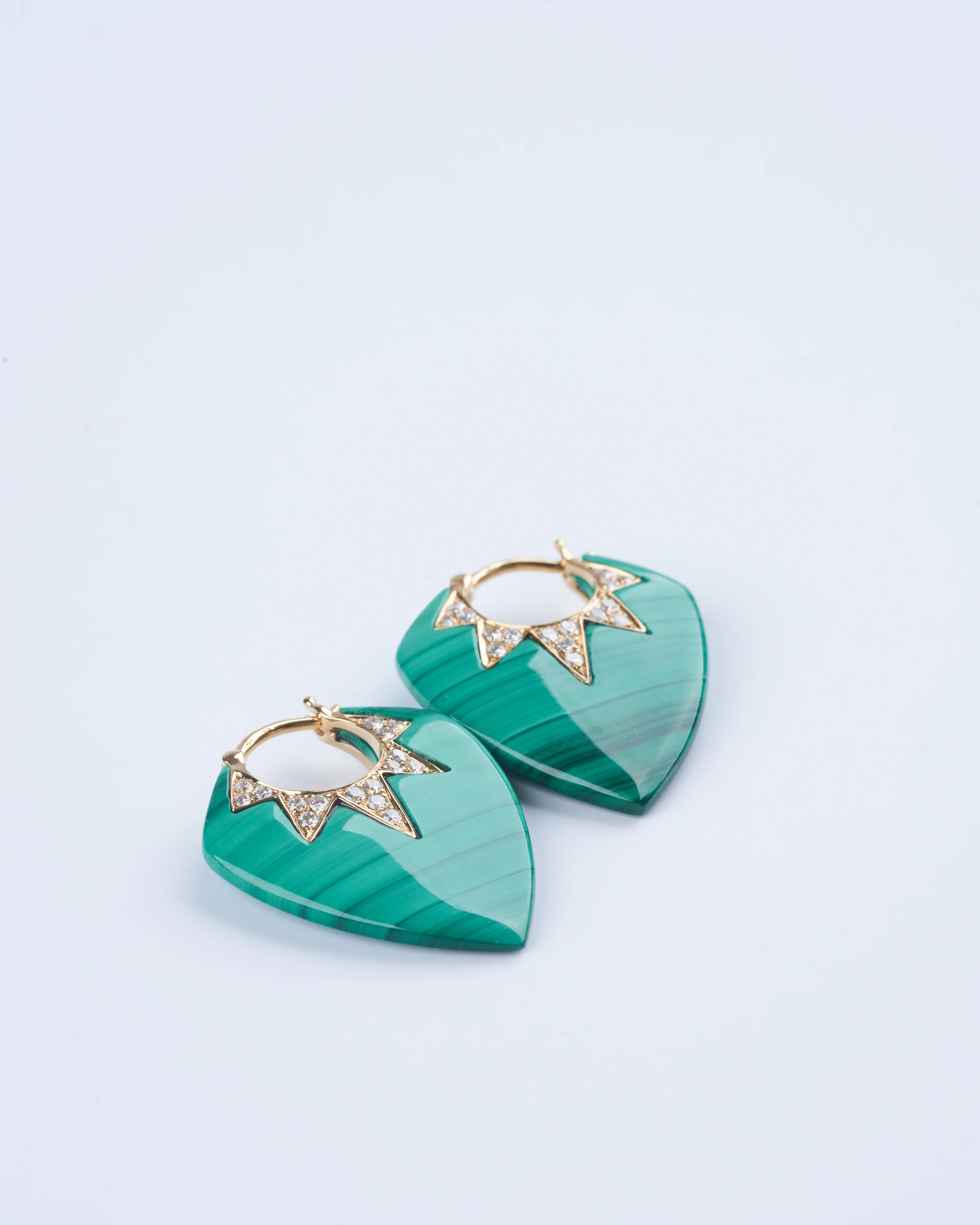 classic guitar pick earrings - malachite/diamond - Image 4