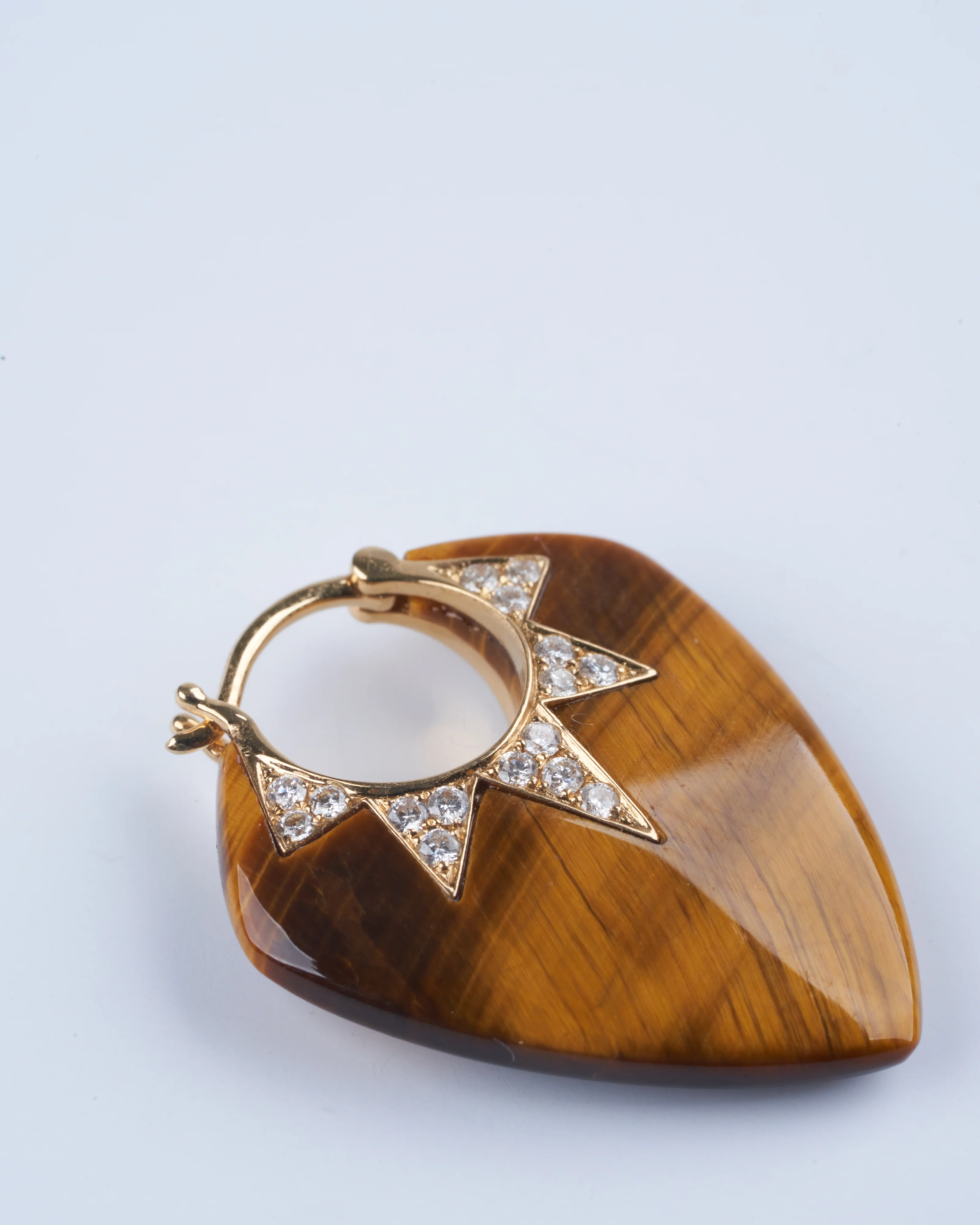 classic guitar pick earrings - tiger's eye/diamond - Image 3
