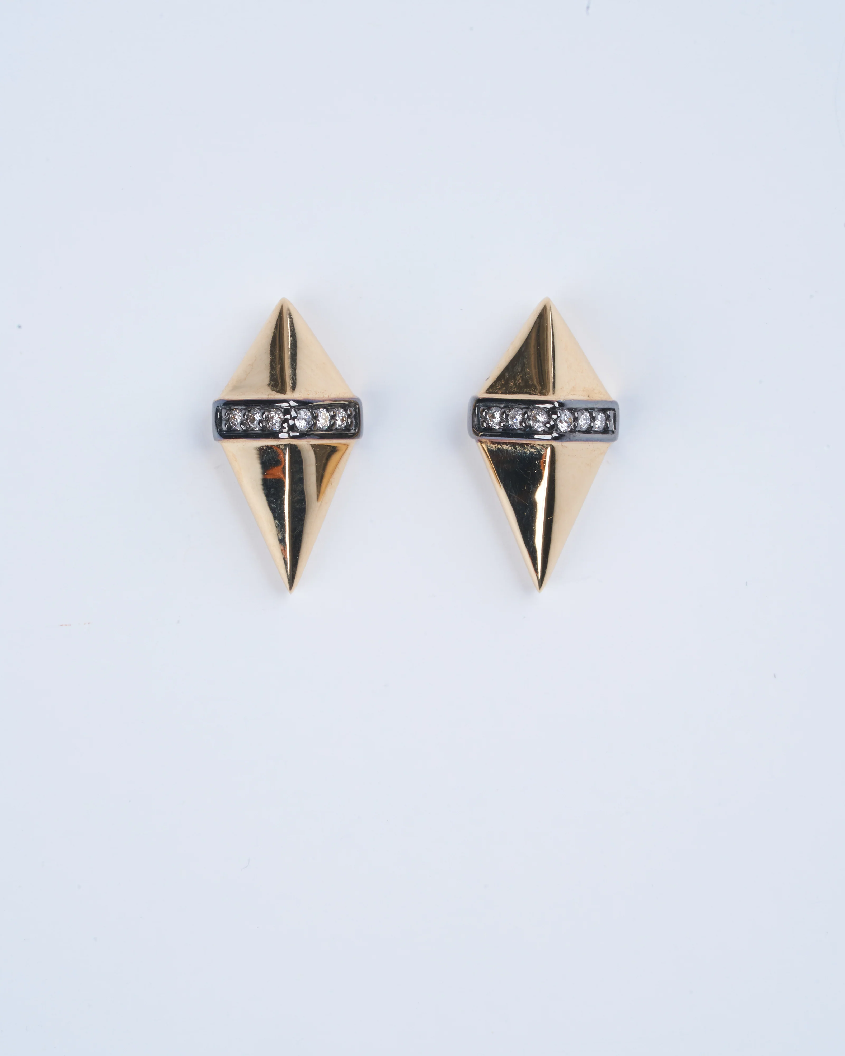 solid gold jumbo pietra stud - black/gold/ diamond