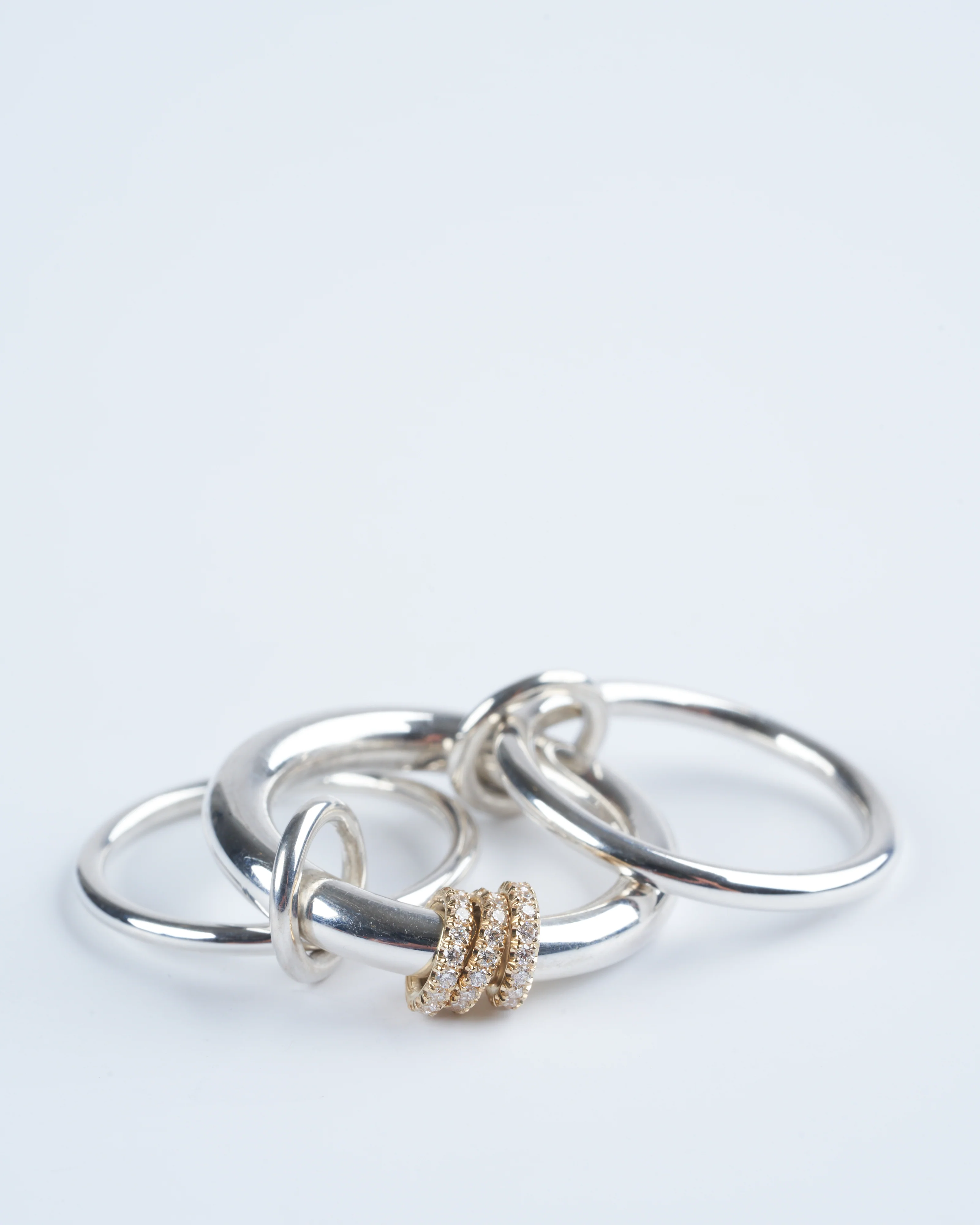 gemini silver with yellow gold pavé annulets - sg