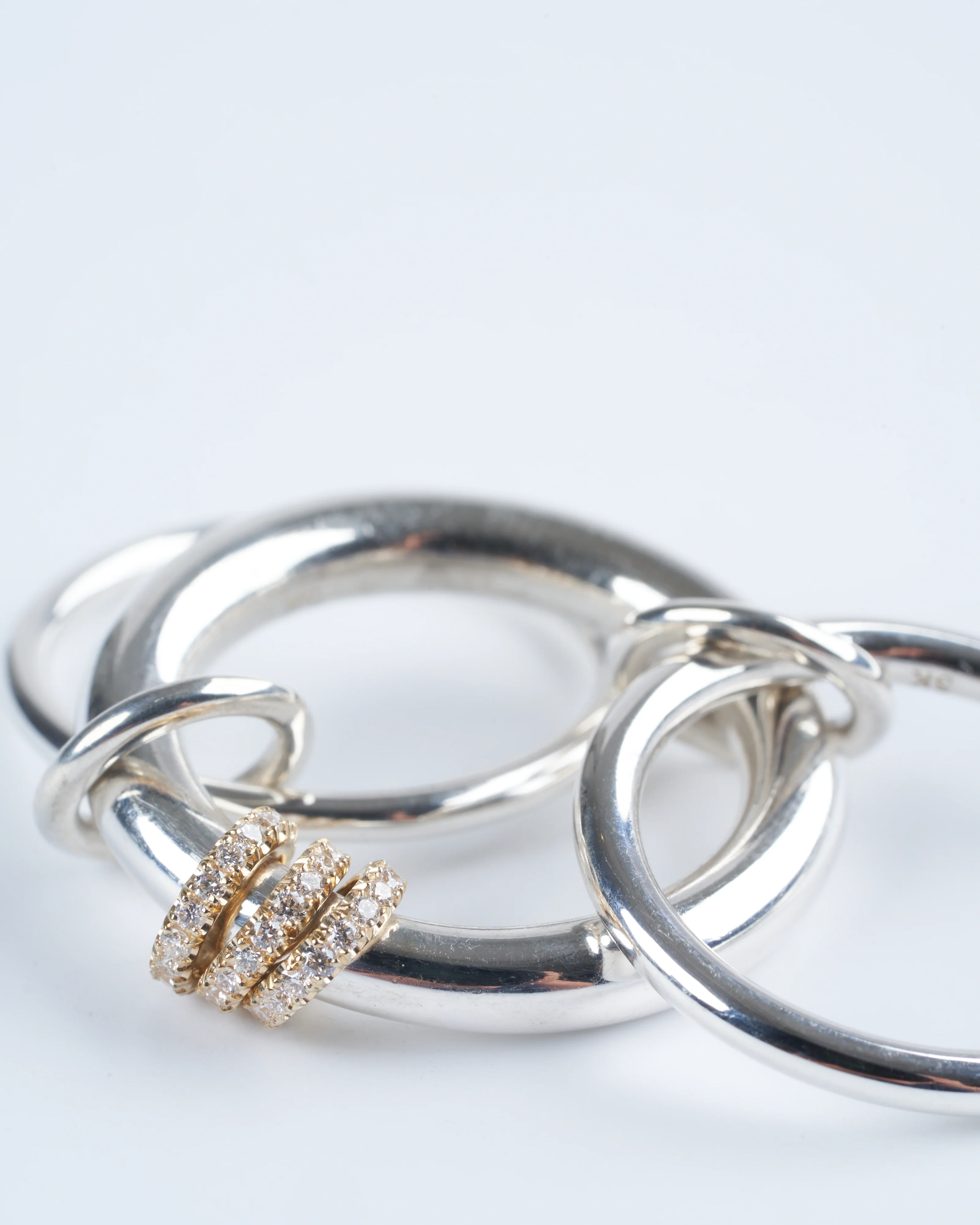 gemini silver with yellow gold pavé annulets - sg - Image 2