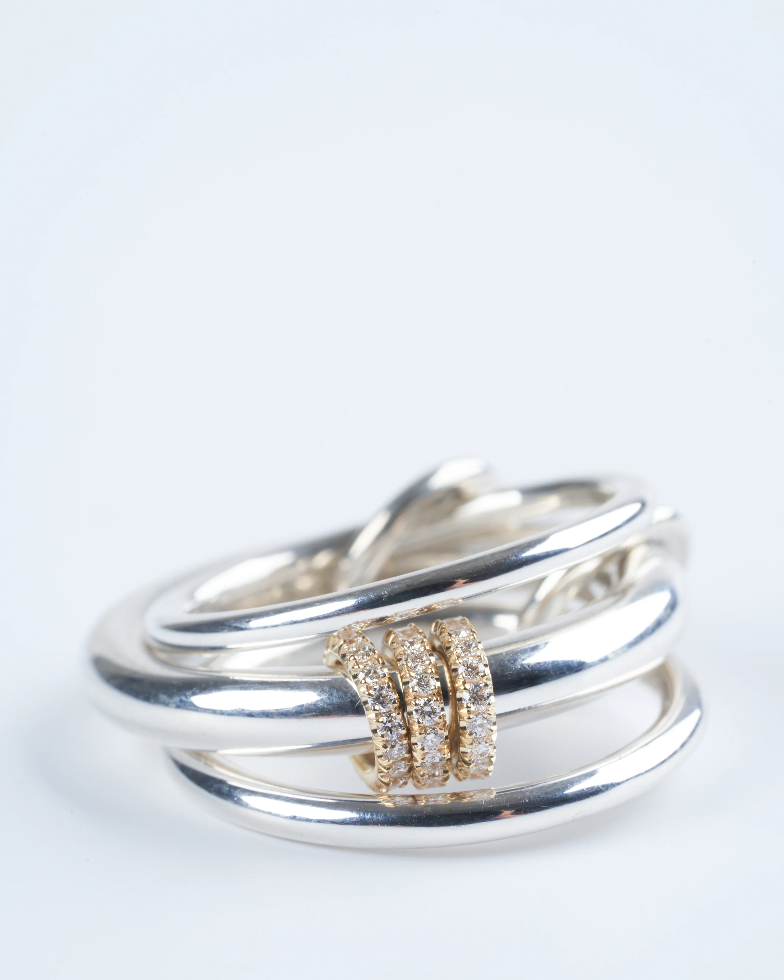 gemini silver with yellow gold pavé annulets - sg - Image 3