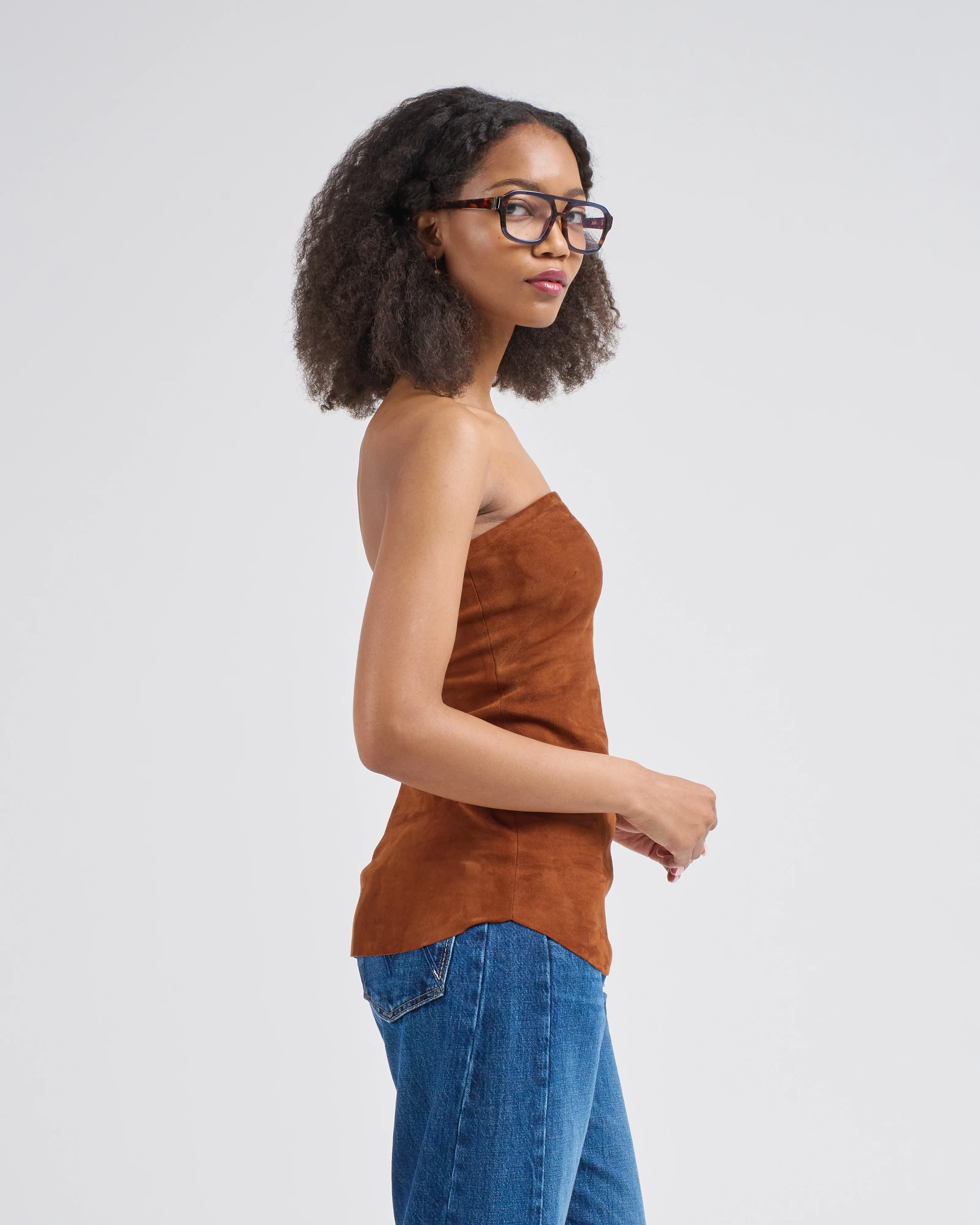 suede strapless top - Image 3