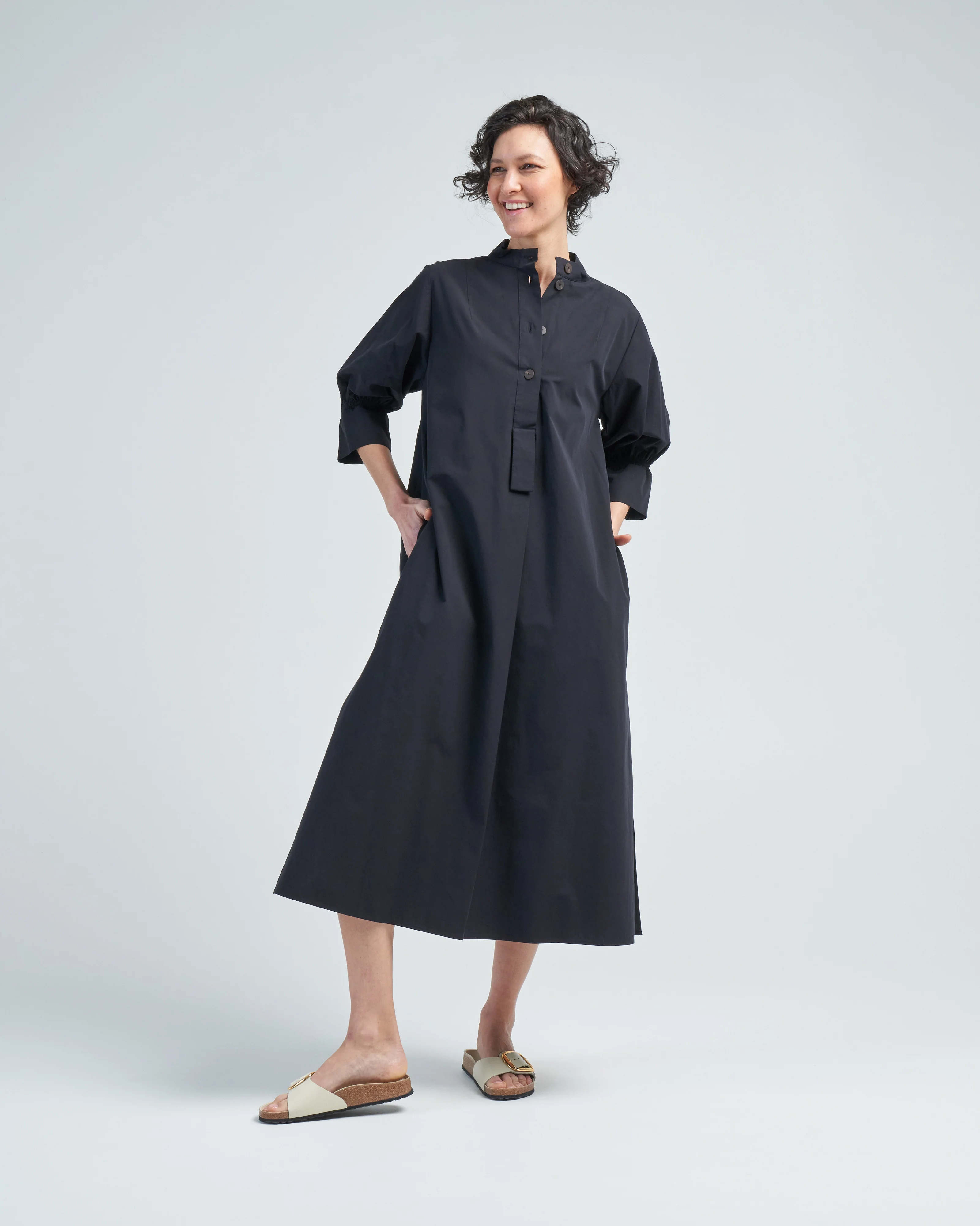 shirt dress with ruched cuff - Image 2