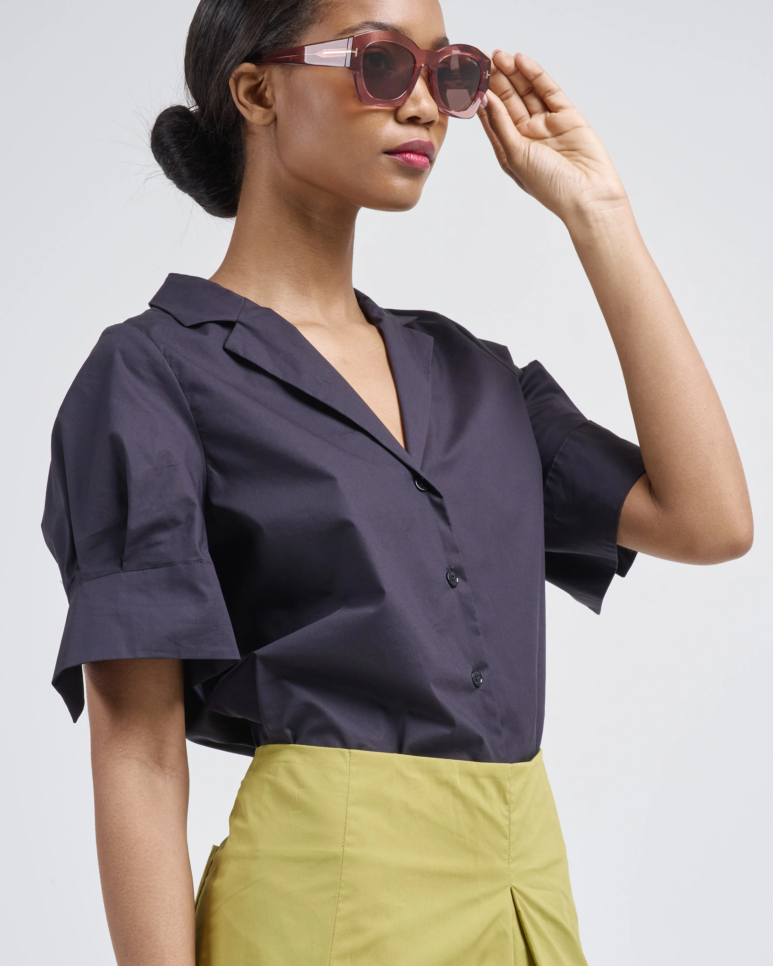 cuff sleeve slim blouse - Image 4