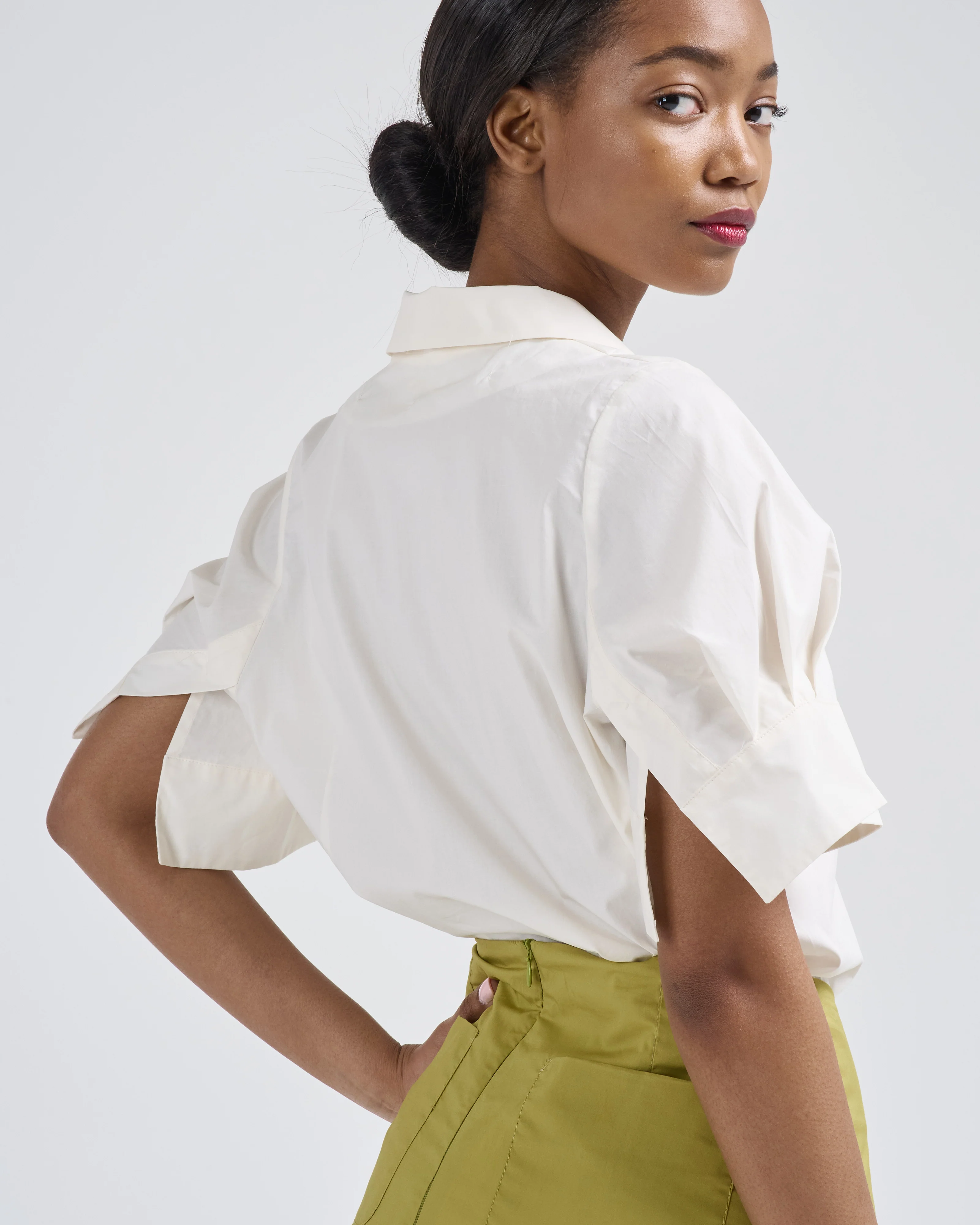 cuff sleeve slim blouse - Image 2