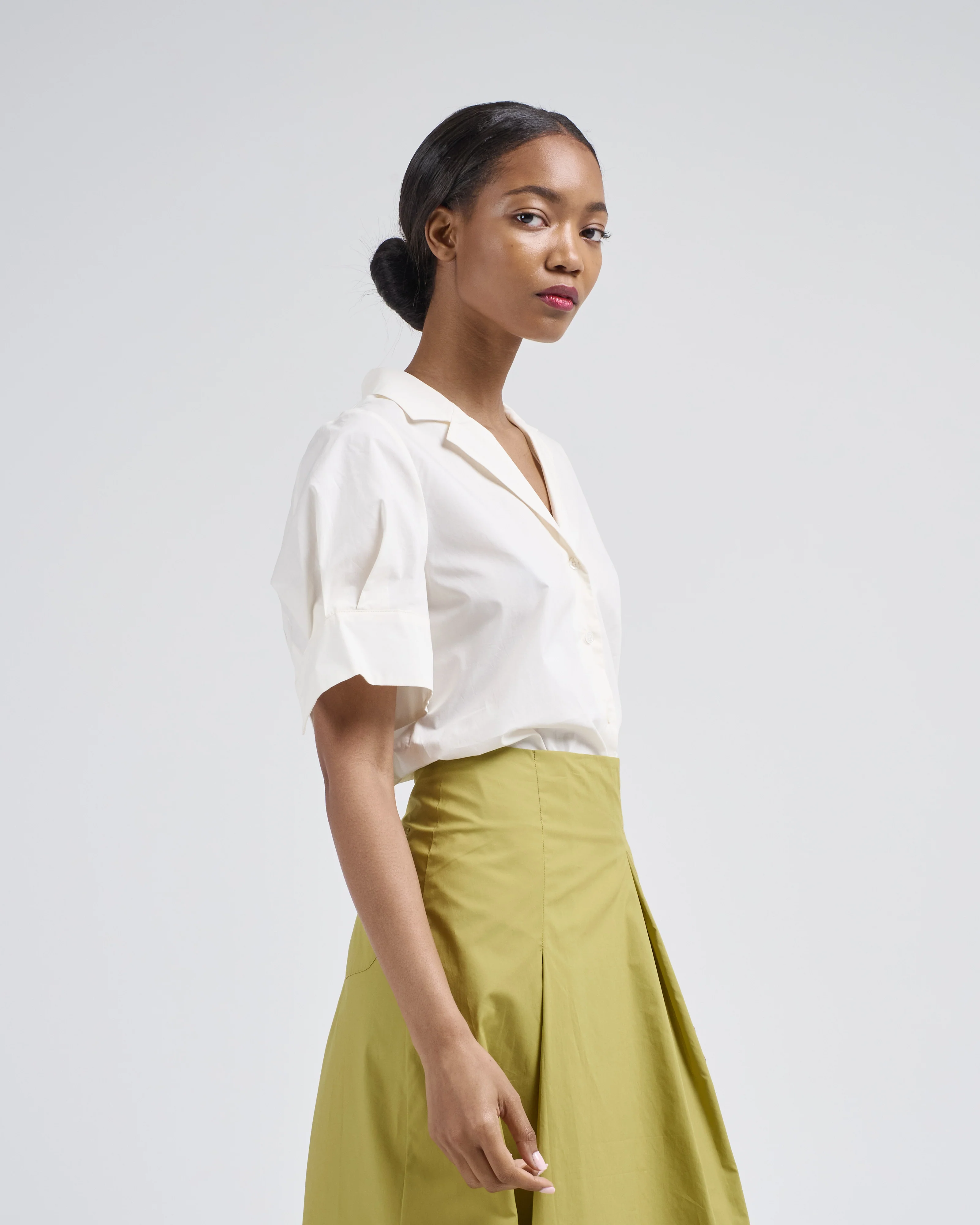 cuff sleeve slim blouse - Image 3