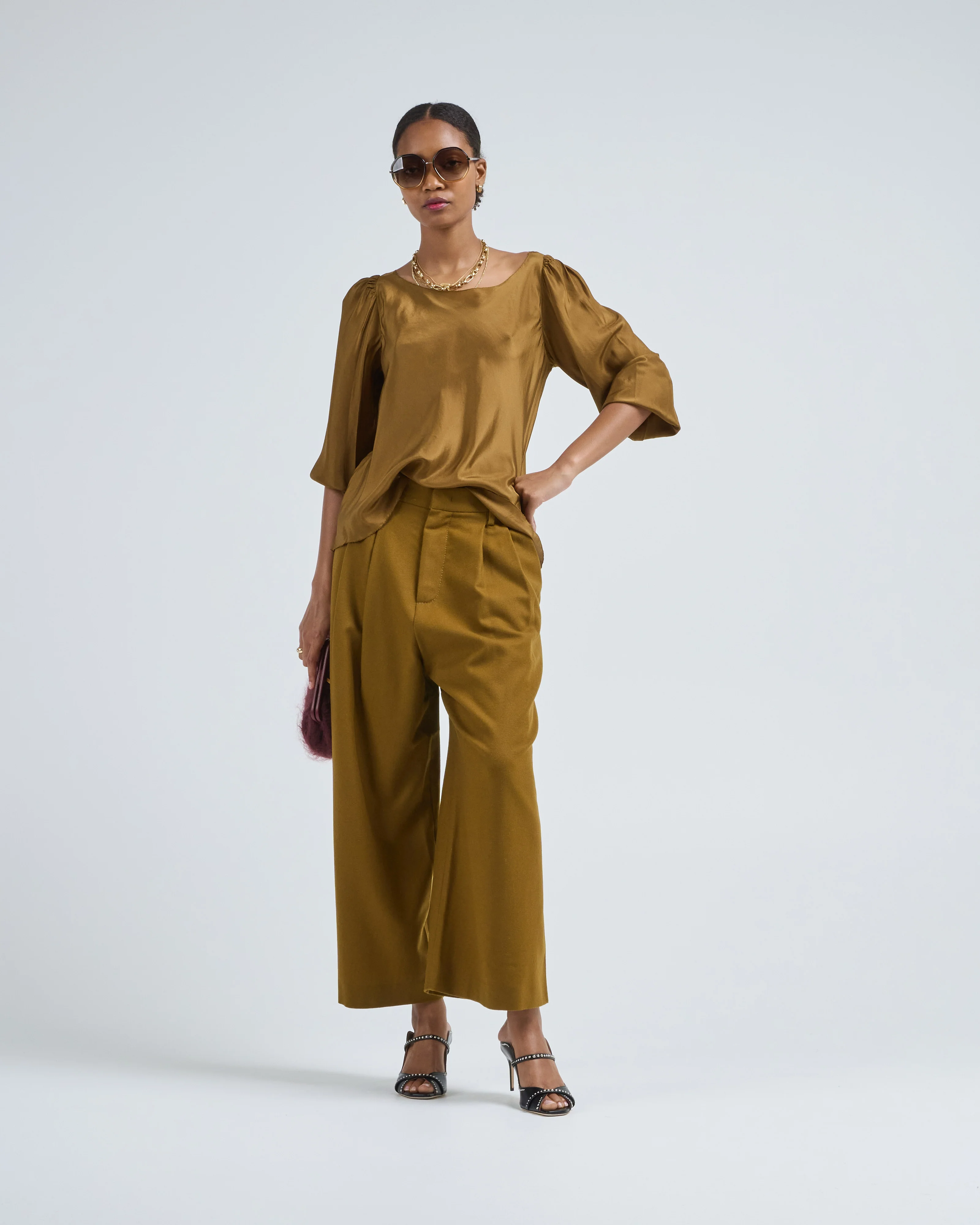puff silk shirt