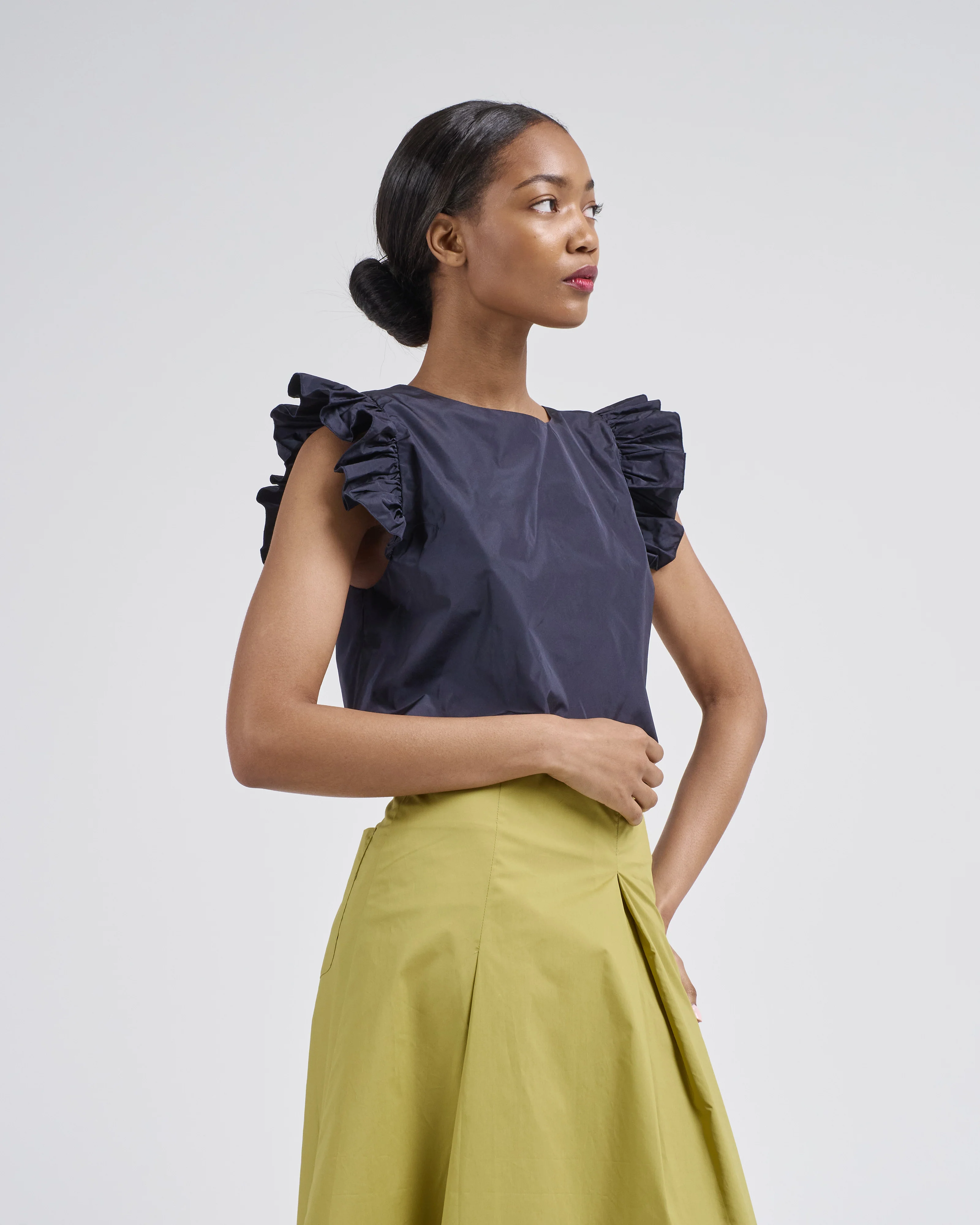 ruffle sleeve taffeta top - Image 3