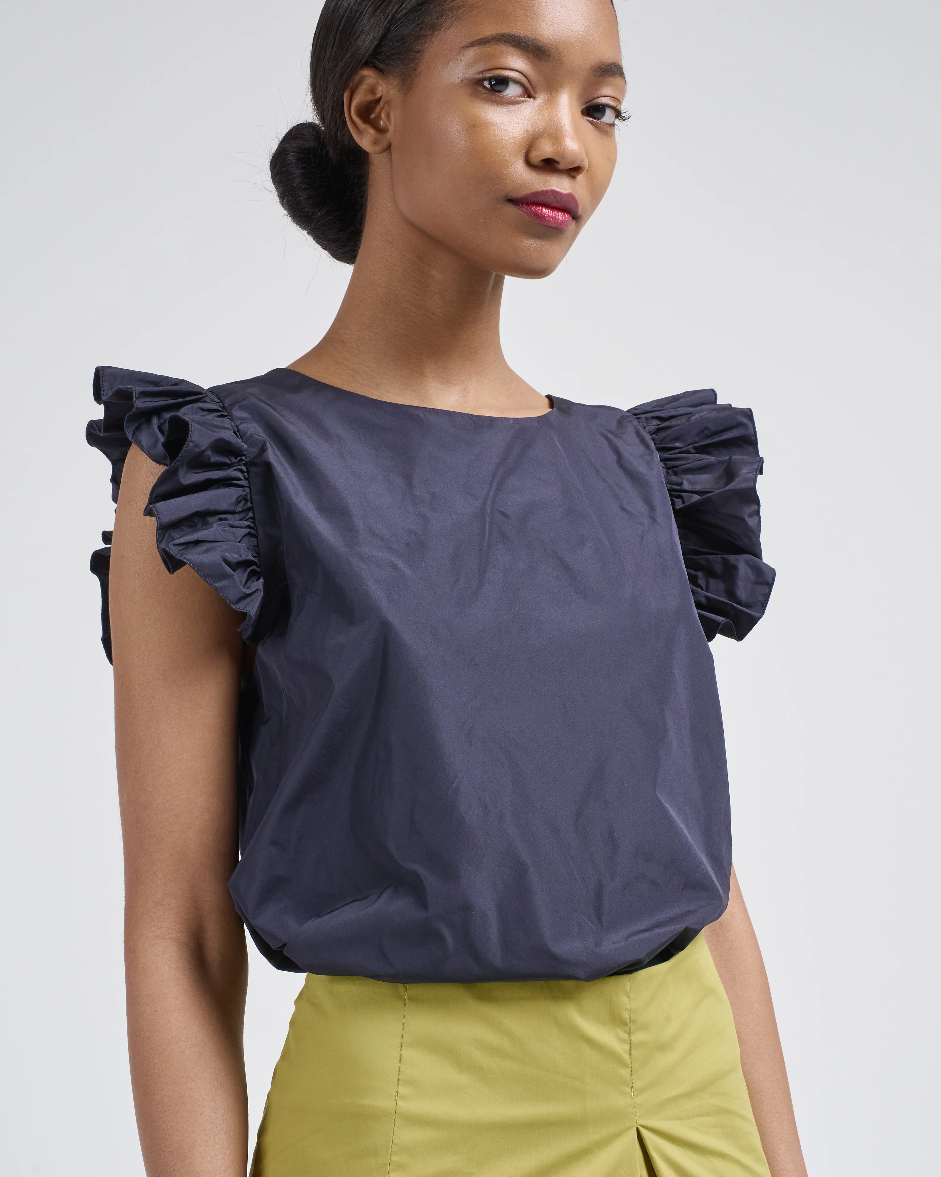 ruffle sleeve taffeta top - Image 4