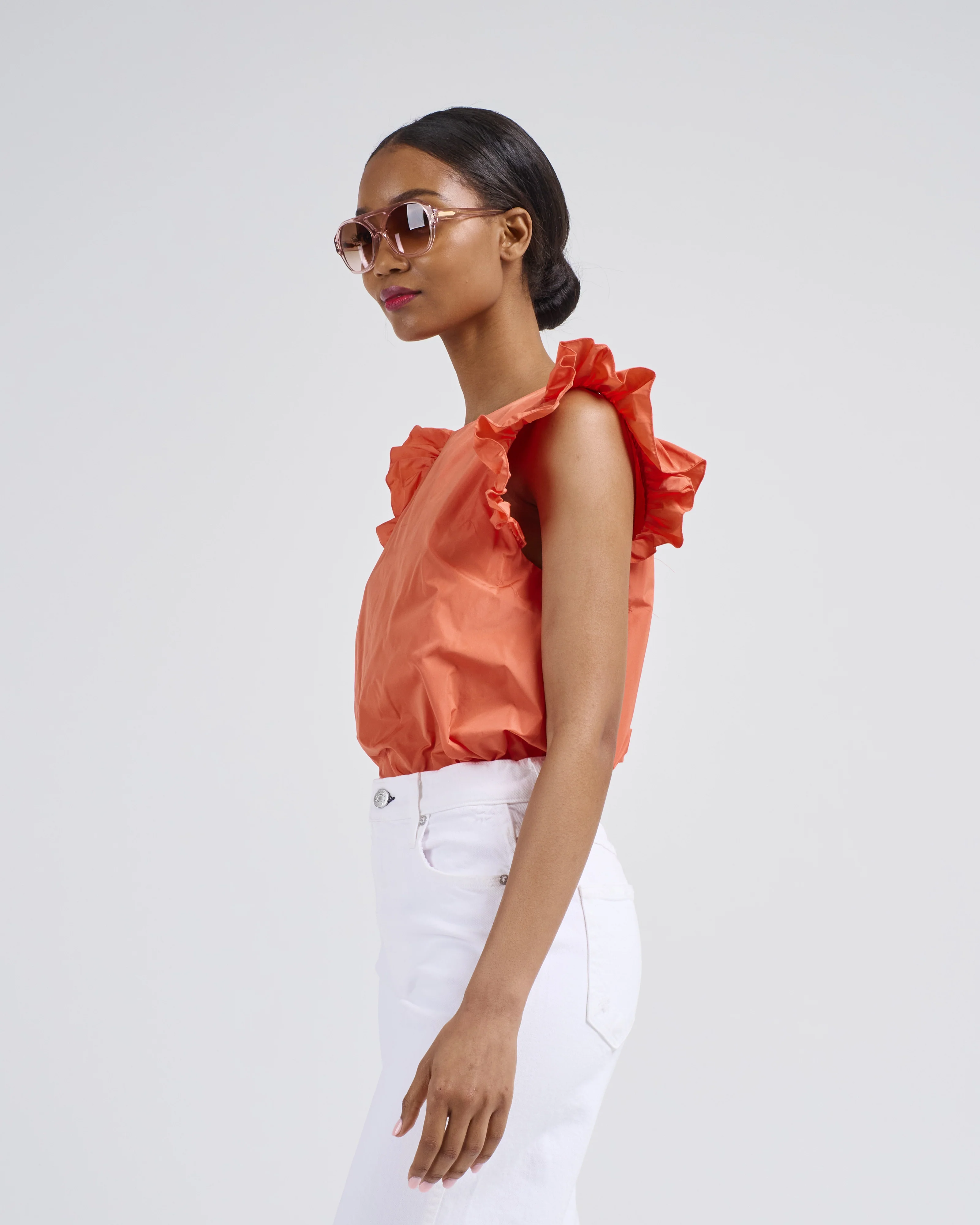 ruffle sleeve taffeta top - Image 3